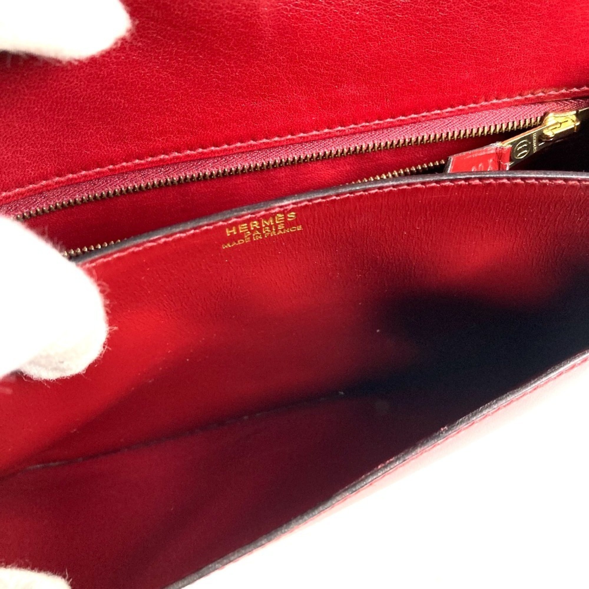 Hermes Brown Box Calf Leather Clutch Bag Handbag (Pre-Owned)
