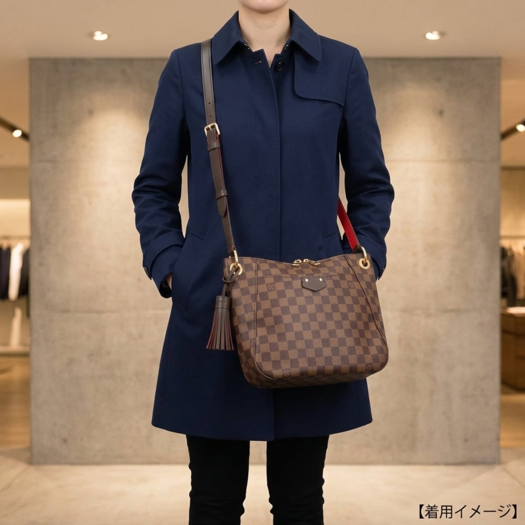 Louis Vuitton Damier Brown Red Color Damier Canvas Shoulder Bag (Pre-Owned)