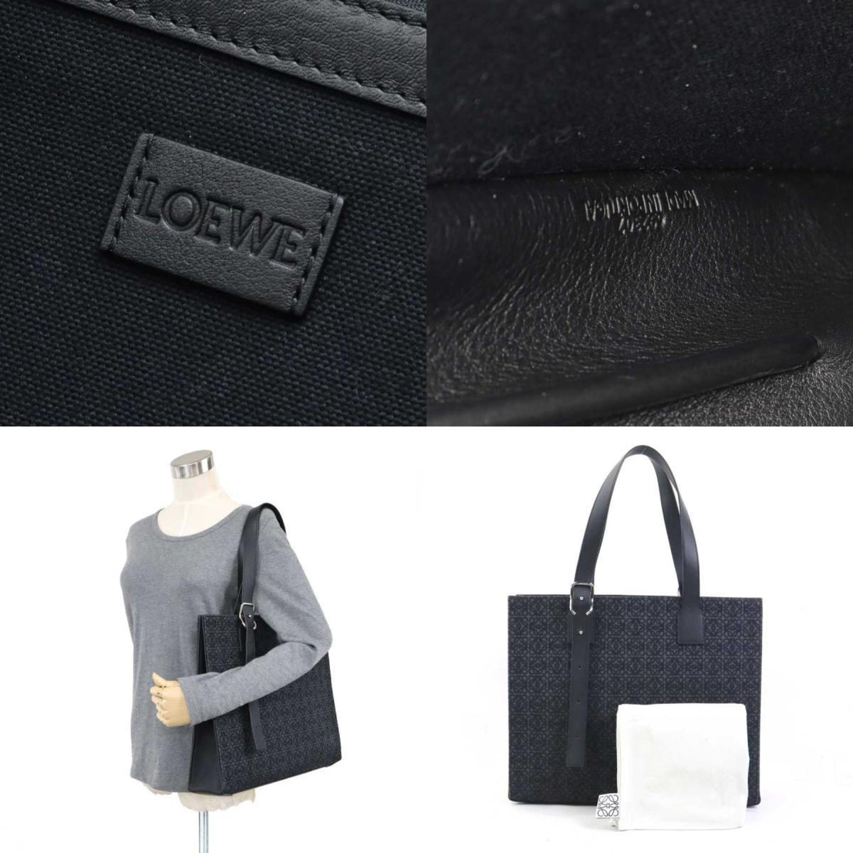 Loewe Black Canvas Leather Handbag (Pre-Owned)