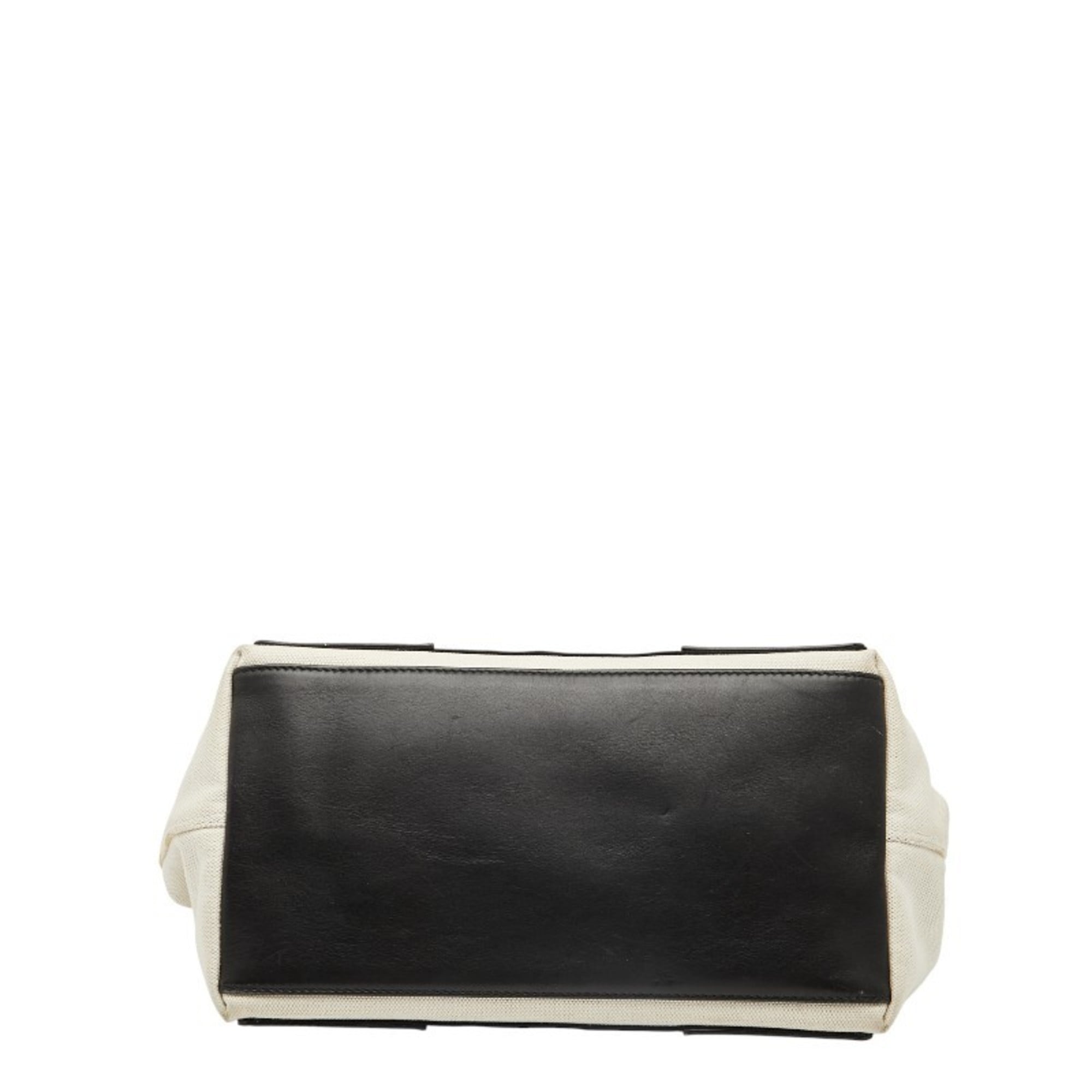 Balenciaga Beige Black Canvas Leather Handbag (Pre-Owned)