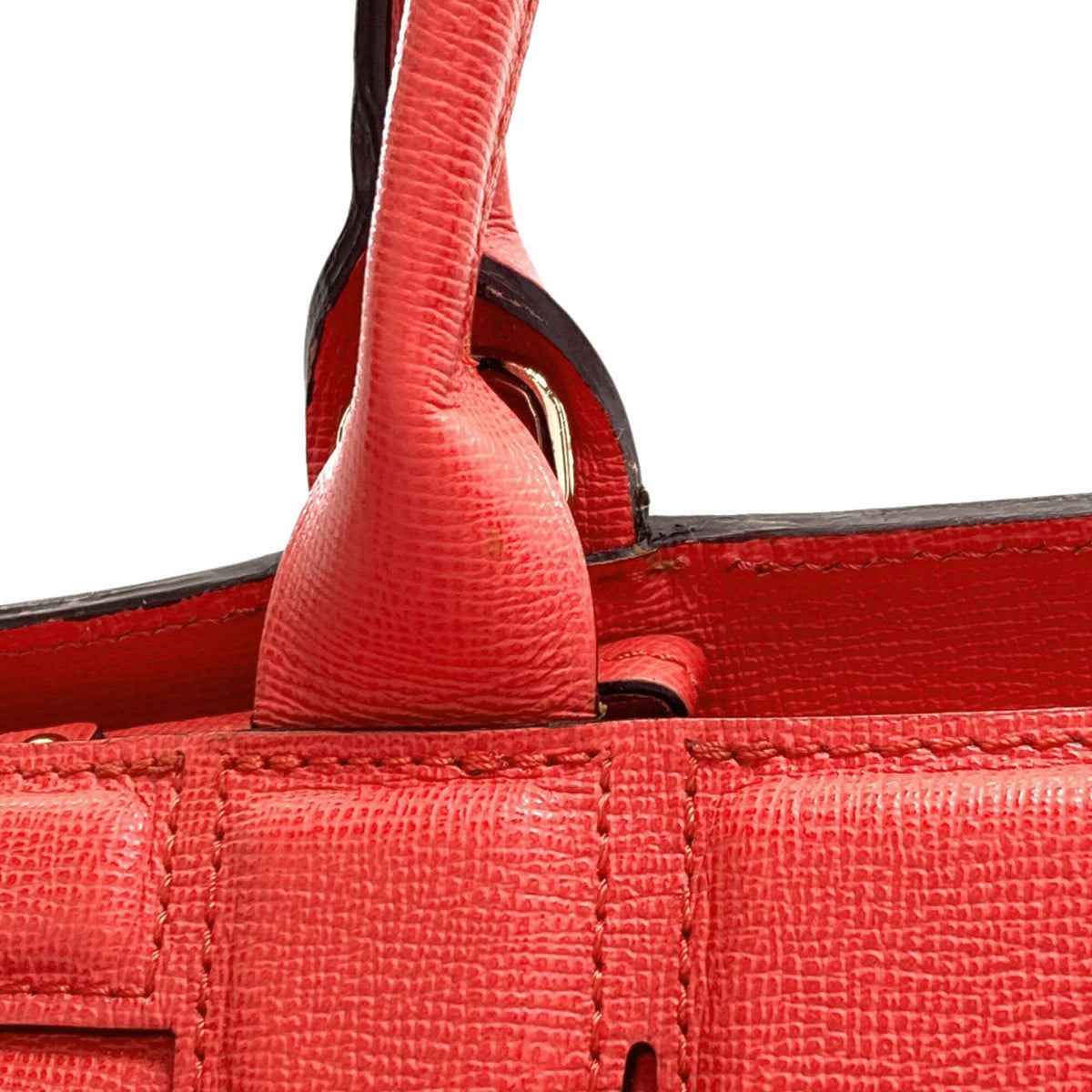 Longchamp Red Color Leather Handbag (Pre-Owned)