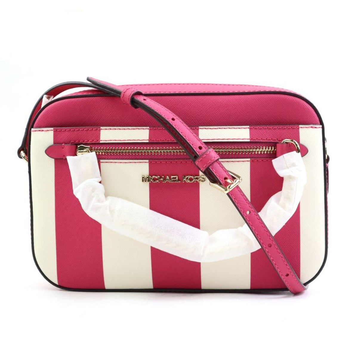 Michael Kors Pink White Leather Shoulder Bag (Pre-Owned)