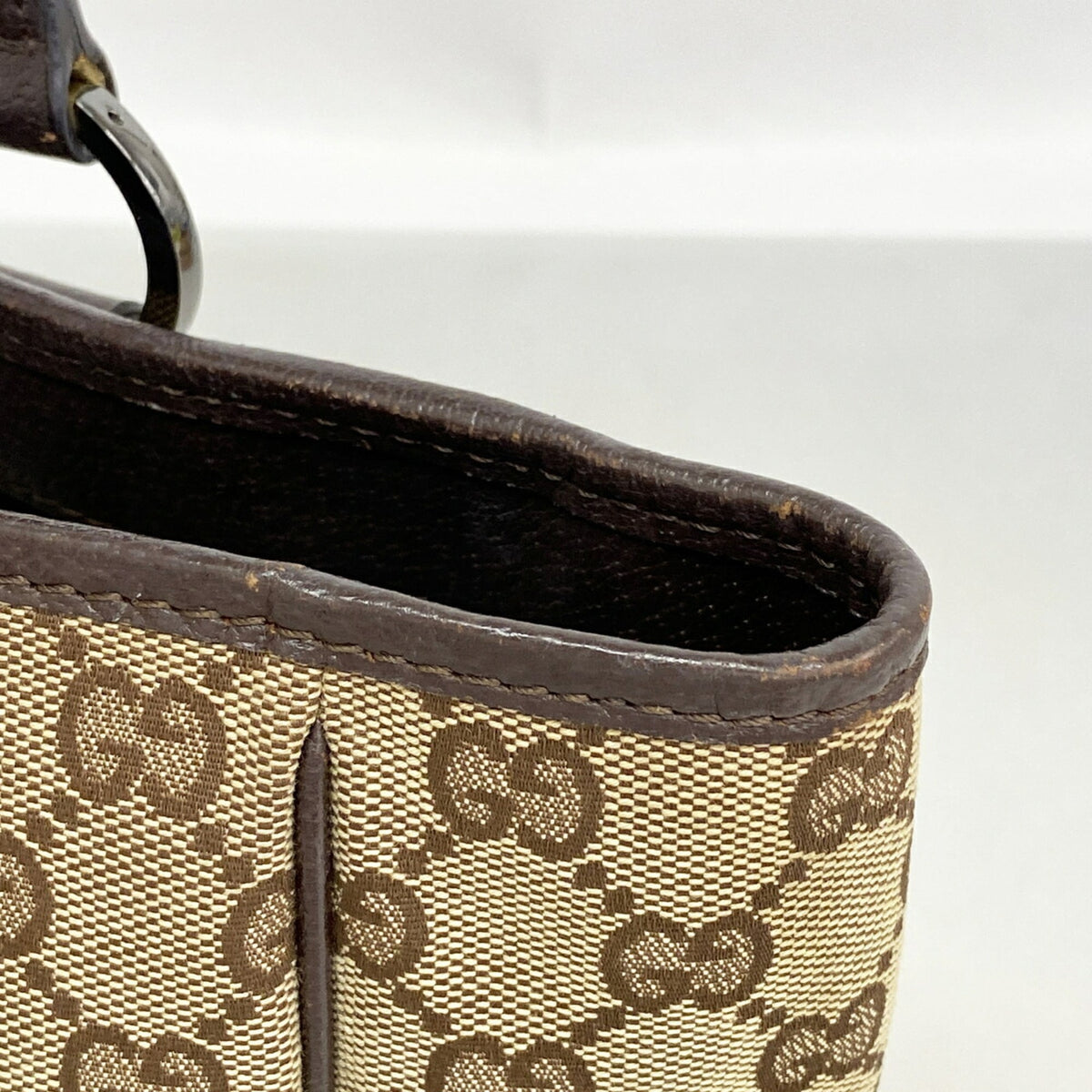 Gucci Beige Brown Canvas Handbag (Pre-Owned)