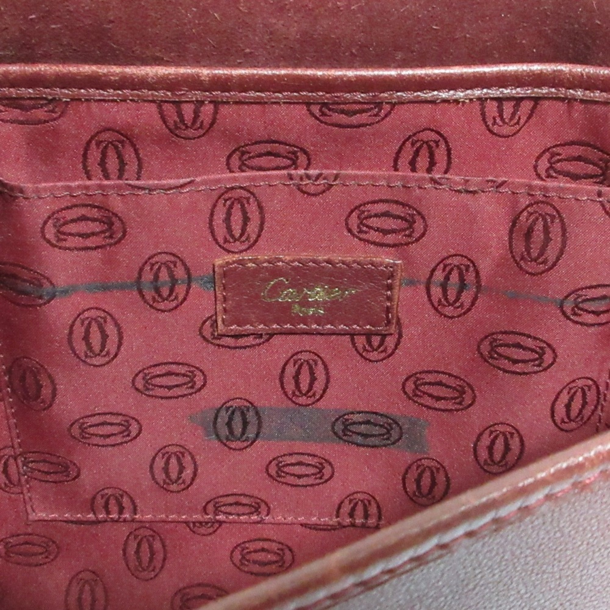 Cartier Bordeaux Leather Shoulder Bag (Pre-Owned)