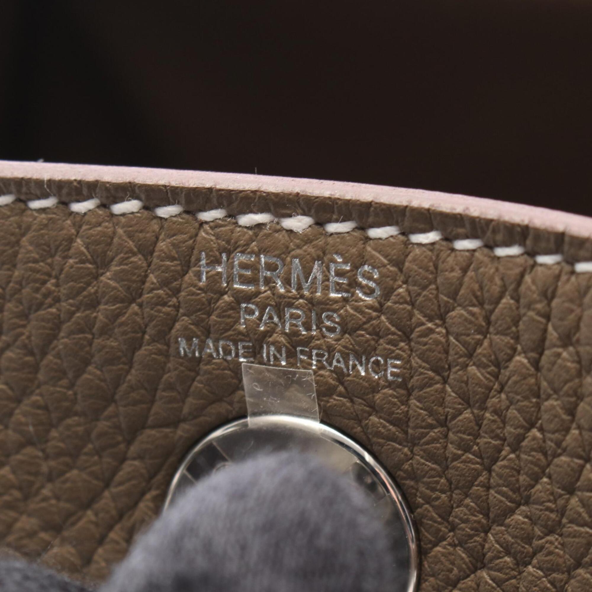 Hermes Etoupe Gray Gray Taurillon Clemence Leather Handbag Shoulder Bag (Pre-Owned)