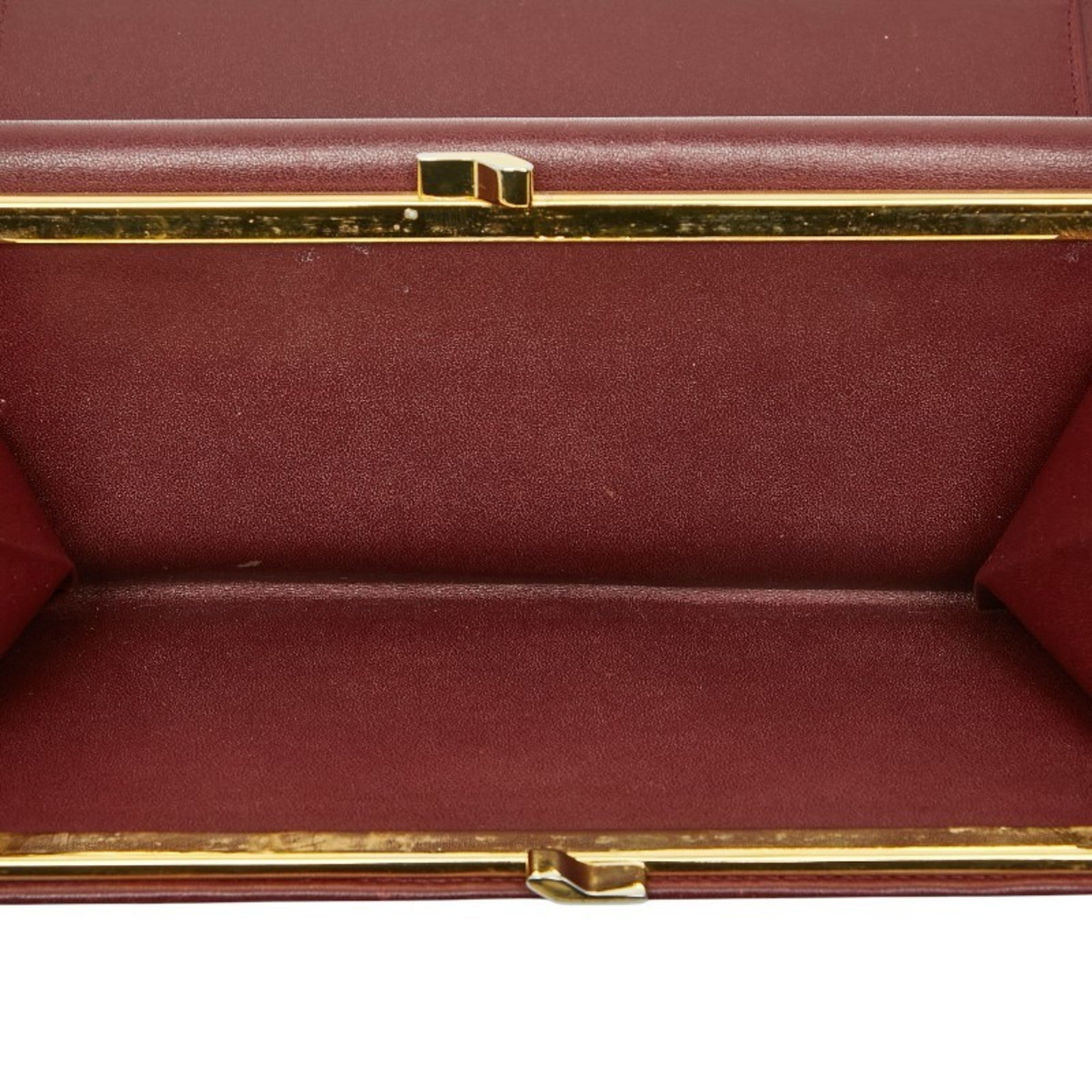 Cartier Must Wine Red Leather Long Wallet (Bi-Fold) (Pre-Owned)