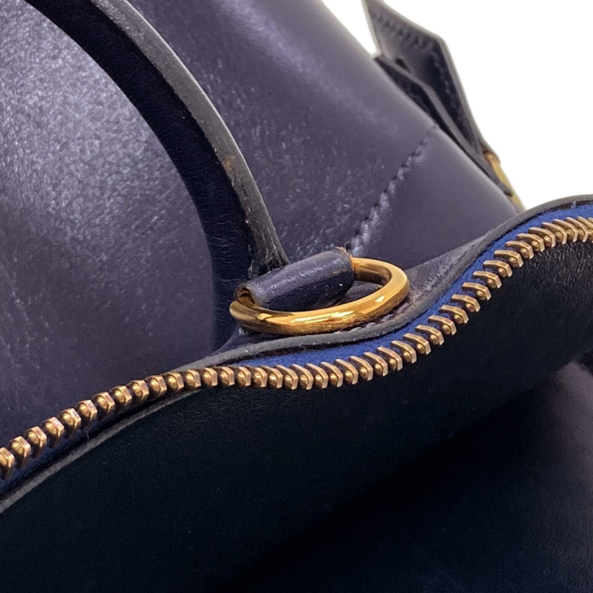 Hermes Dark Blue Box Calf Leather Handbag (Pre-Owned)