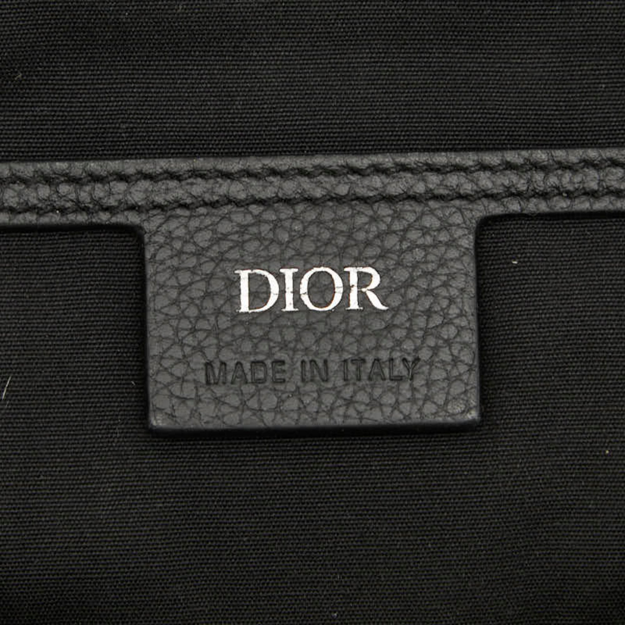 Christian Dior Beige Black Canvas Leather Shoulder Bag Sling Bag (Pre-Owned)