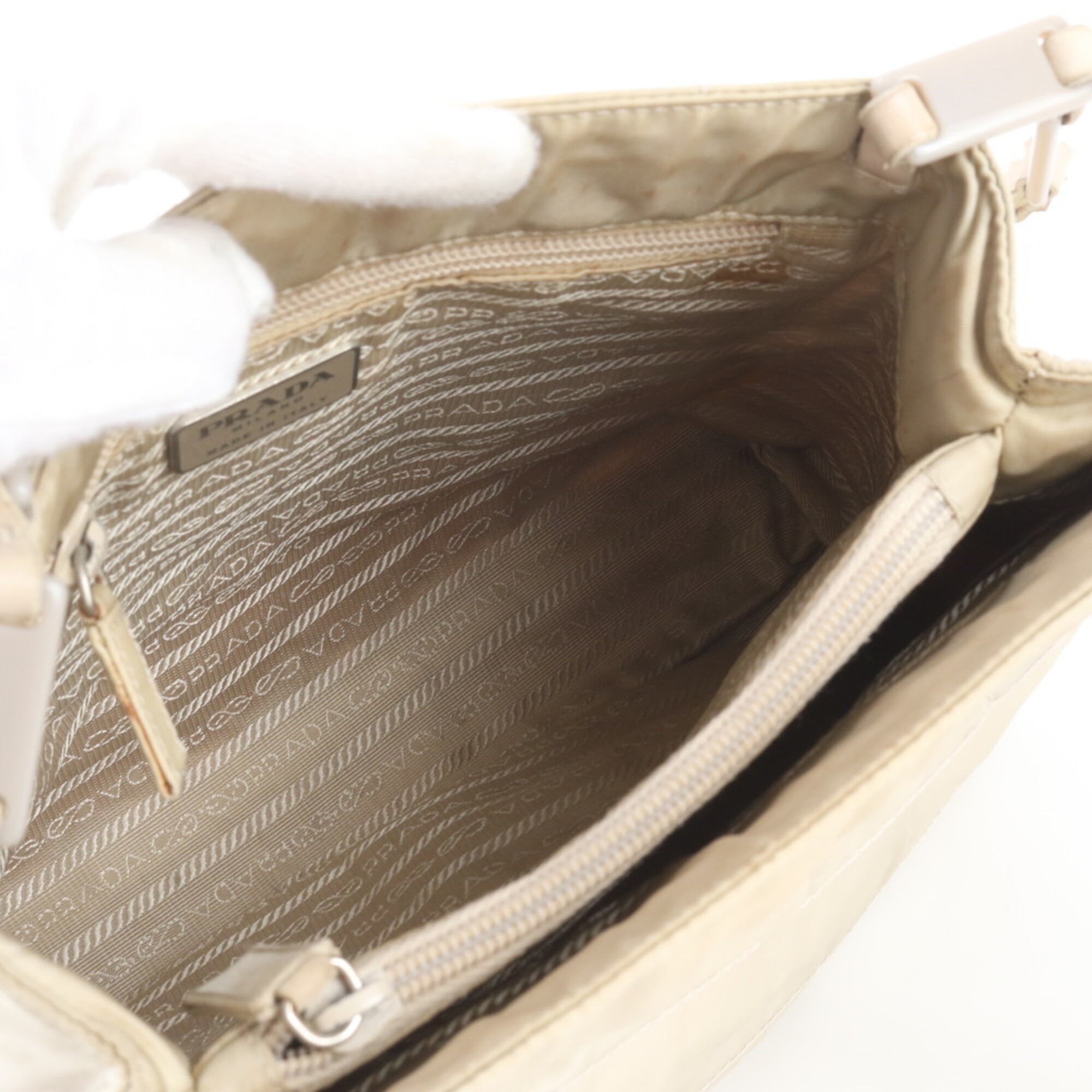 Prada Light Beige Tessuto Handbag Shoulder Bag (Pre-Owned)