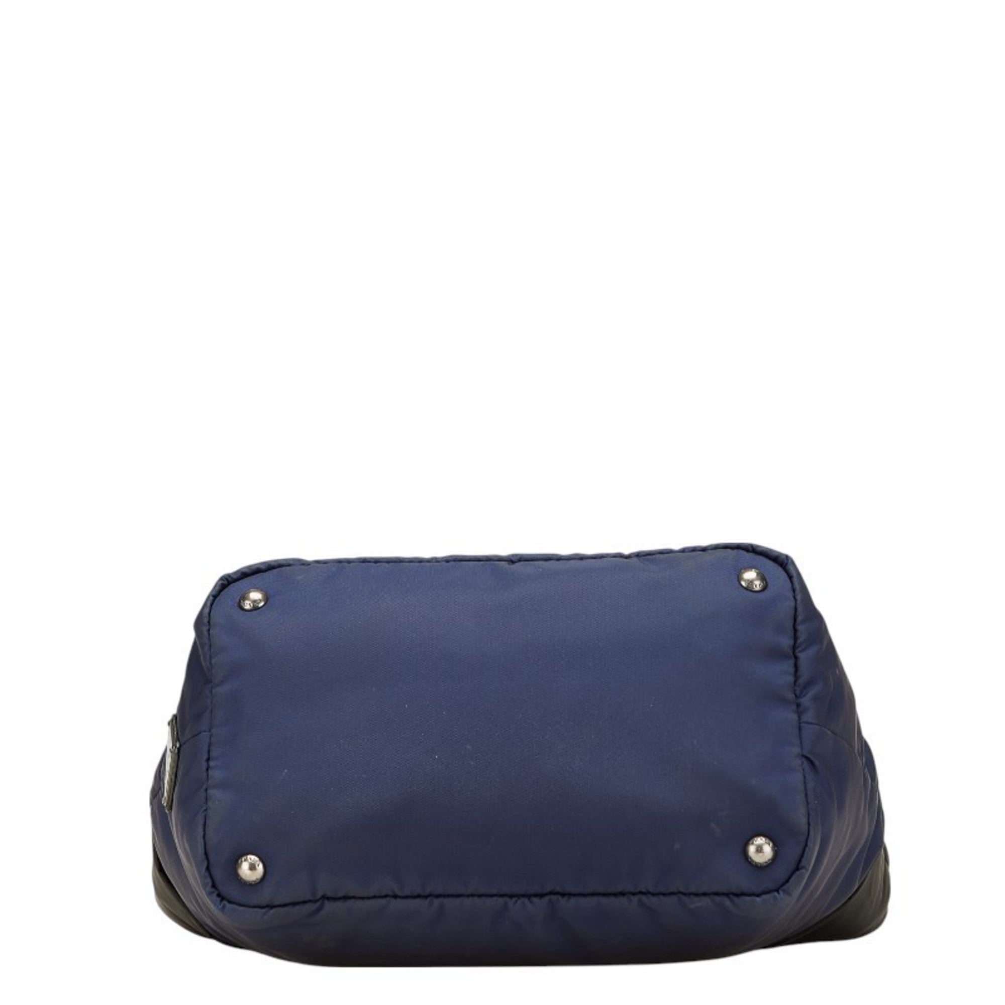 Prada Navy Black Nylon Handbag Tote Bag (Pre-Owned)