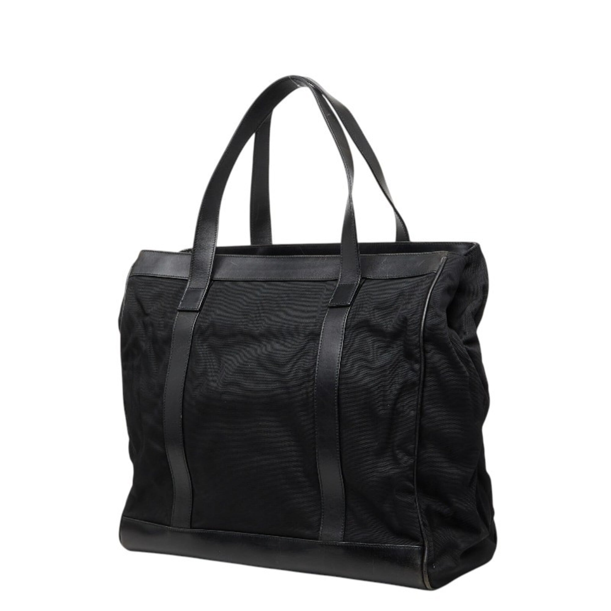 Gucci Black Nylon Canvas Leather Handbag Tote Bag (Pre-Owned)