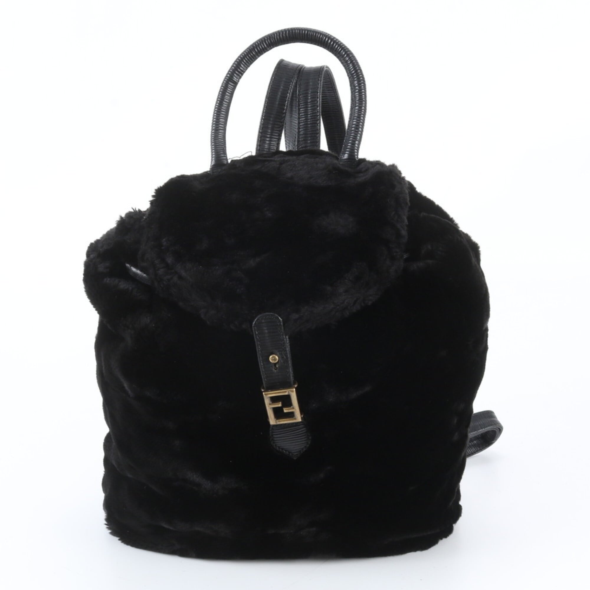 Fendi Black Leather Backpack Shoulder Bag (Pre-Owned)