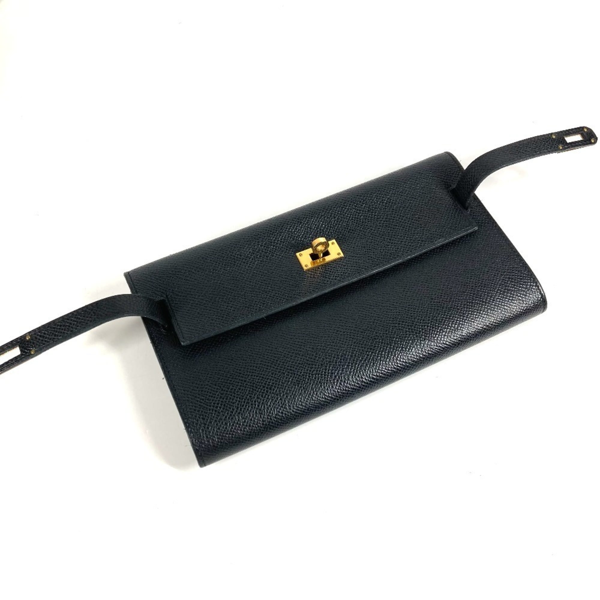 Hermes Black Epsom Leather Chain/Shoulder Wallet (Pre-Owned)