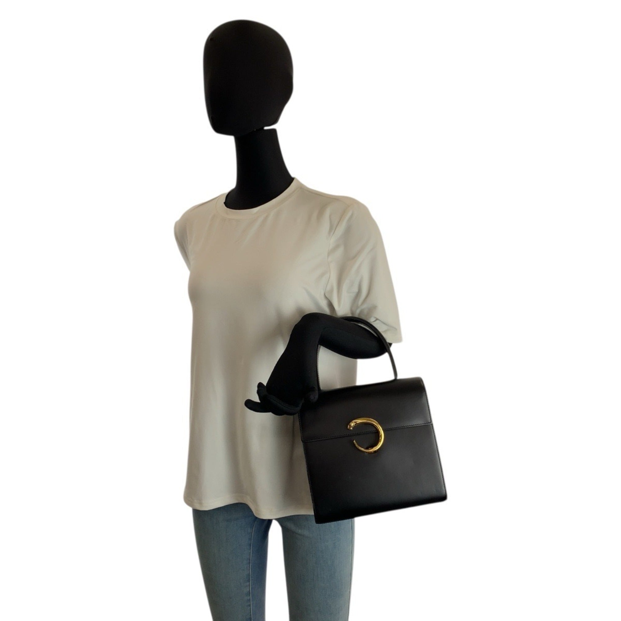 Cartier Black Leather Handbag (Pre-Owned)