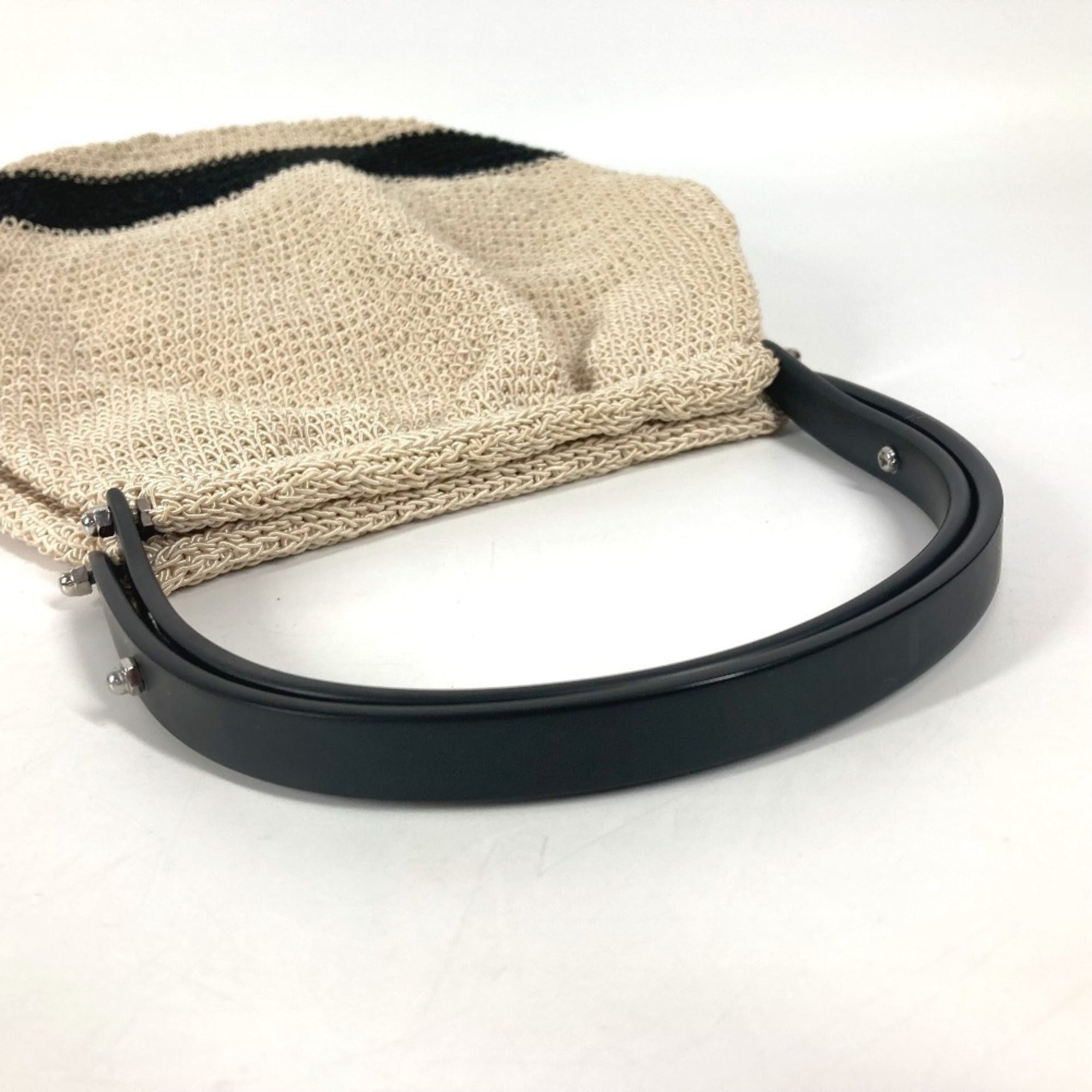 Chanel Beige Black Mesh Handbag (Pre-Owned)