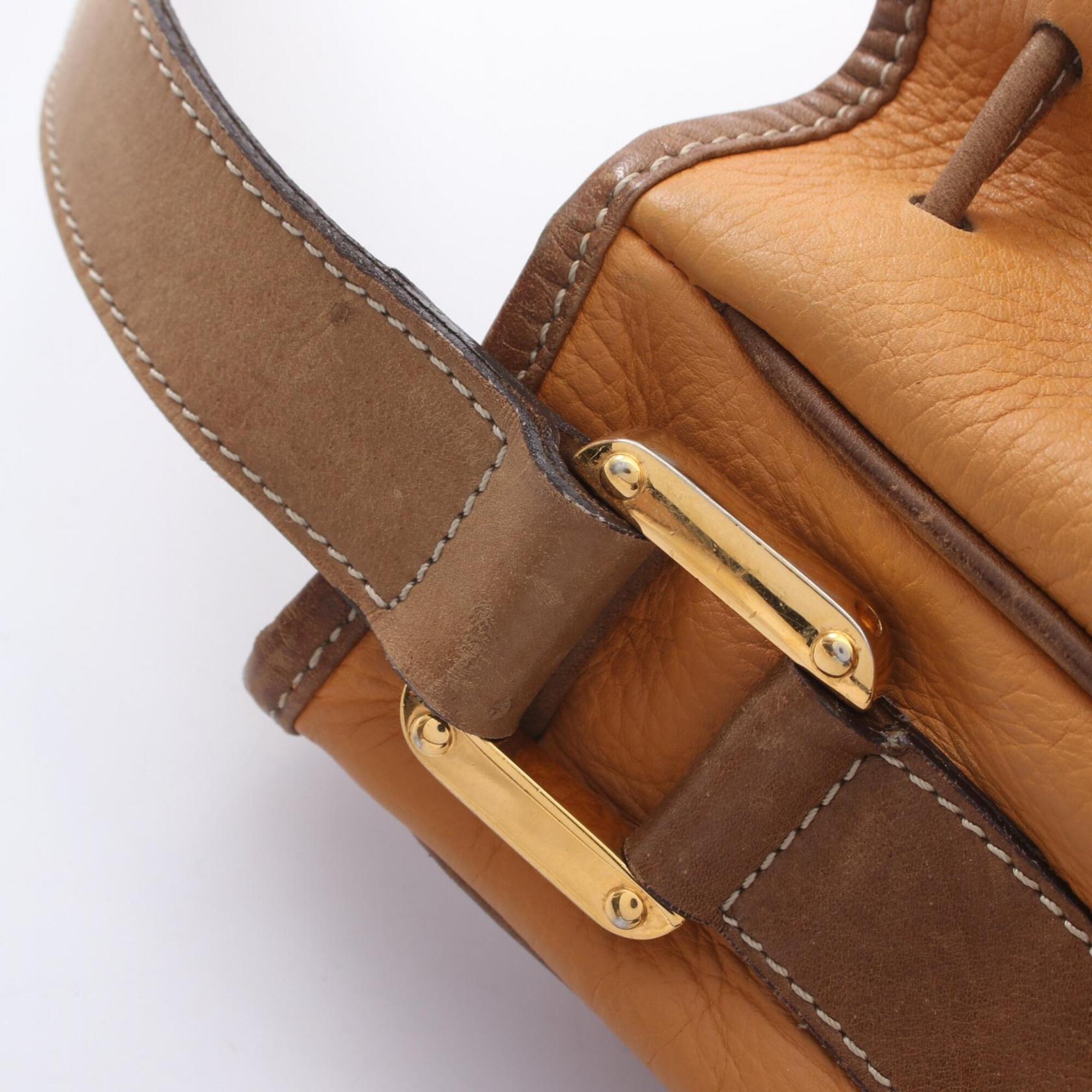Loewe Brown Orange Leather Handbag Shoulder Bag (Pre-Owned)