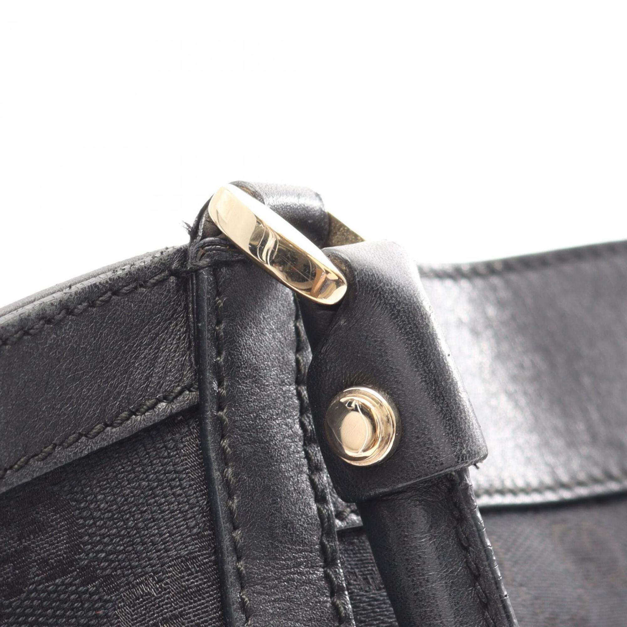 Gucci Black Canvas Leather Handbag Tote Bag (Pre-Owned)