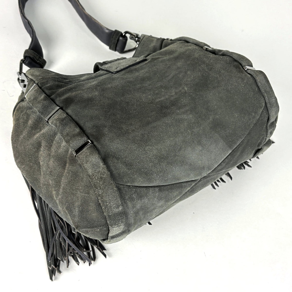 Celine Gray Suede Leather Shoulder Bag (Pre-Owned)
