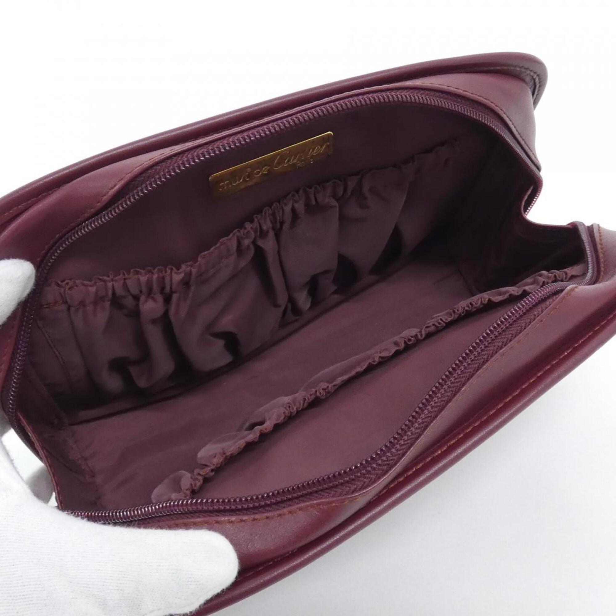 Cartier Bordeaux Leather Handbag Pouch (Pre-Owned)