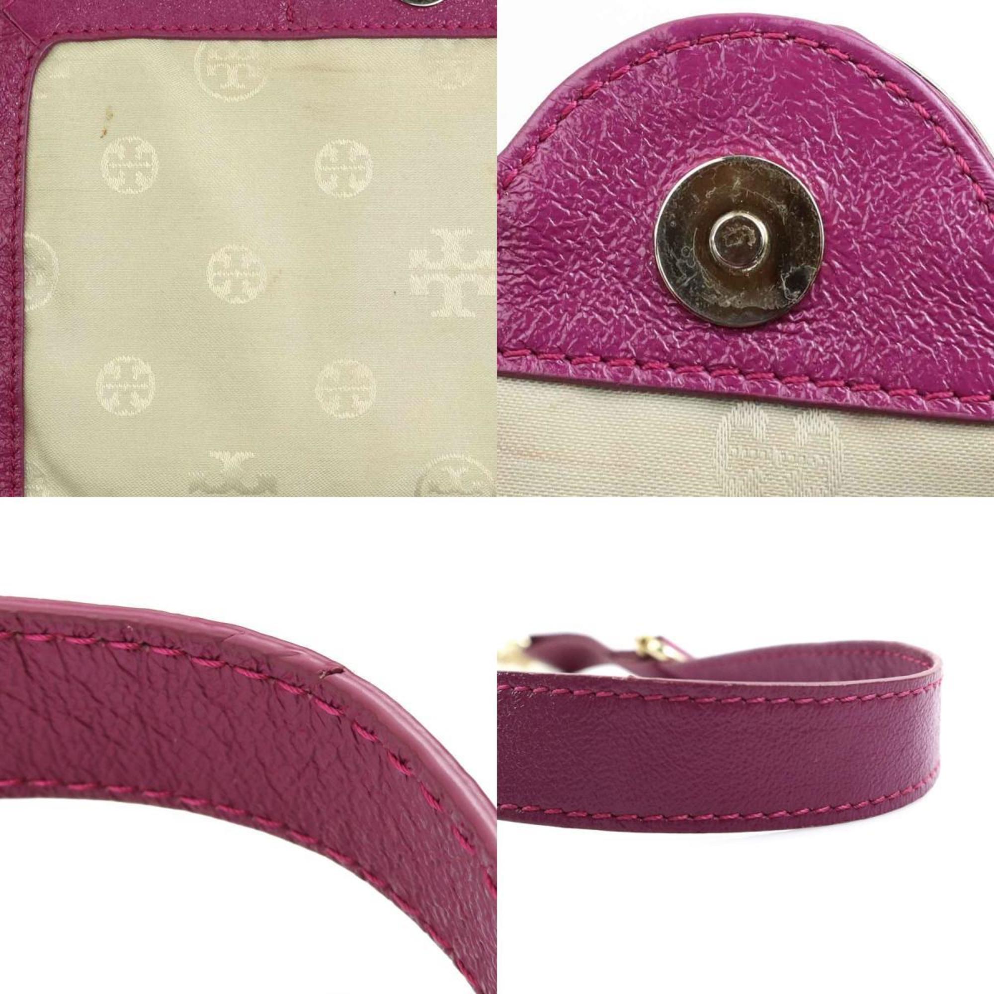Tory Burch Pink Purple Leather Shoulder Bag (Pre-Owned)