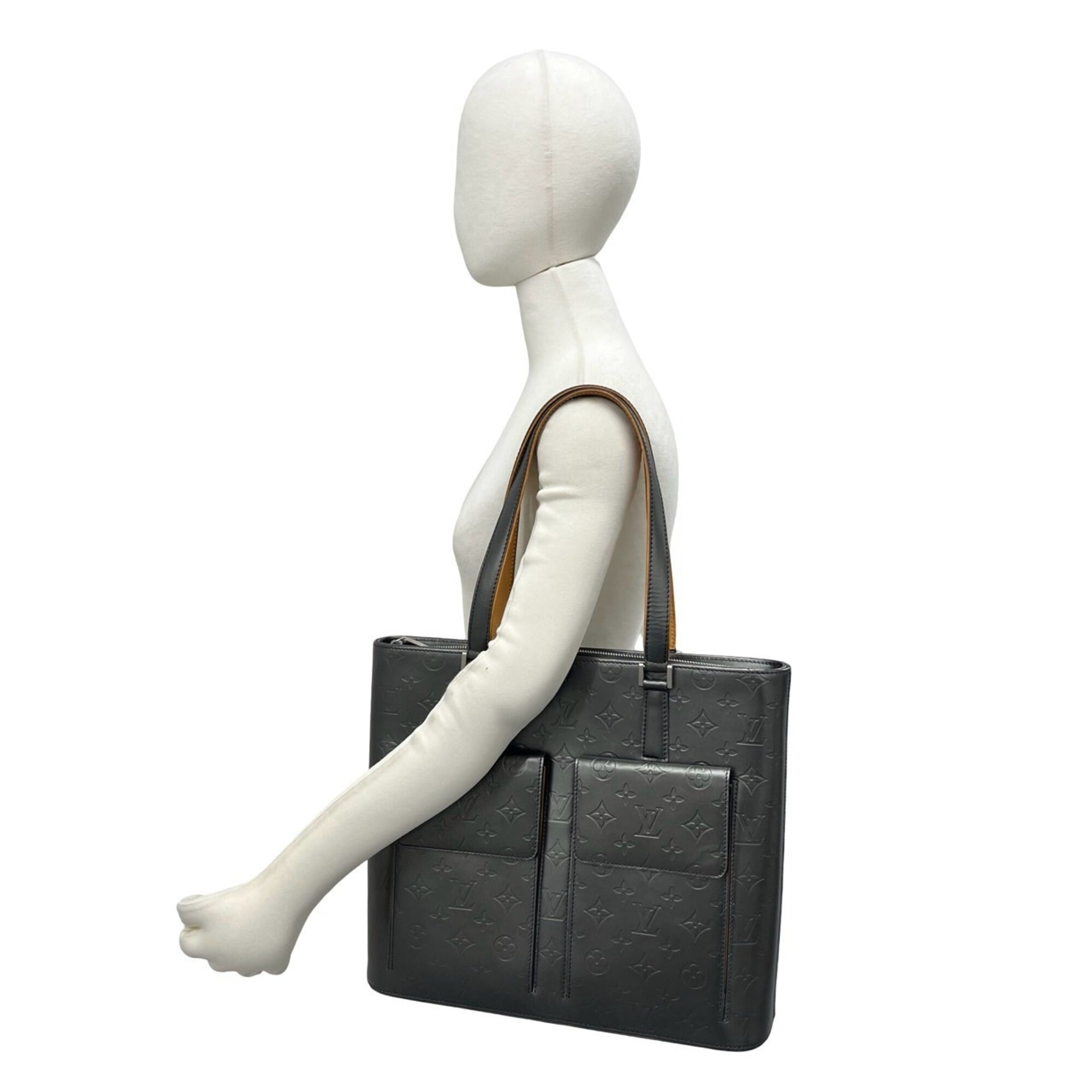 Louis Vuitton Black Leather Handbag Tote Bag (Pre-Owned)