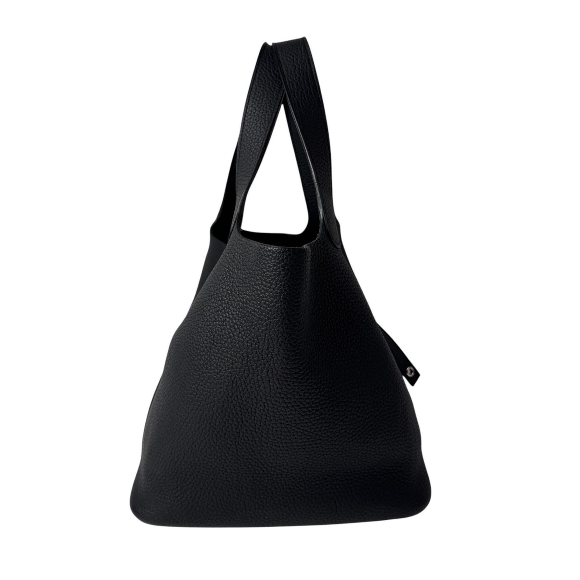 Hermes Noir Taurillon Clemence Leather Handbag (Pre-Owned)