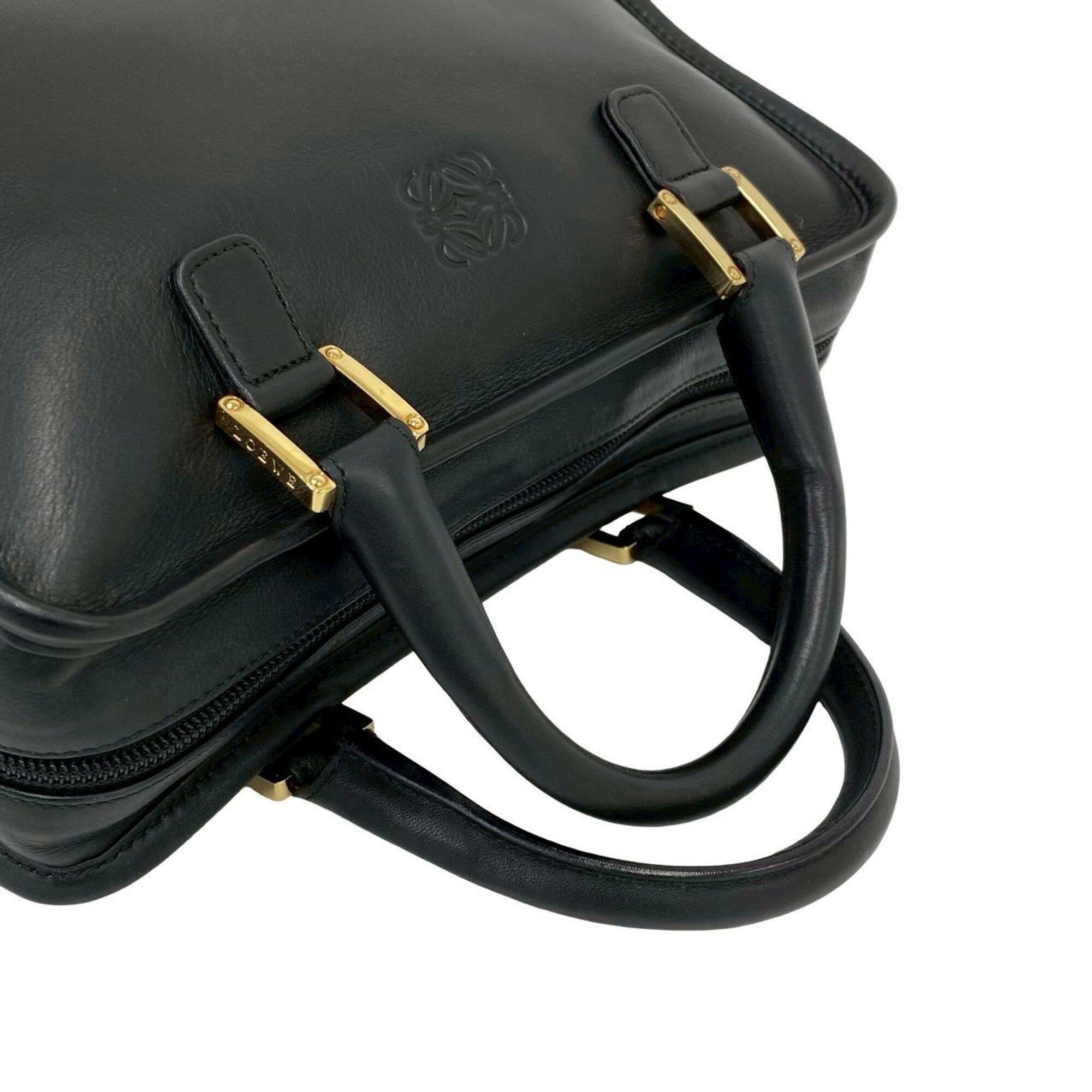 Loewe Black Leather Boston Bag Handbag (Pre-Owned)
