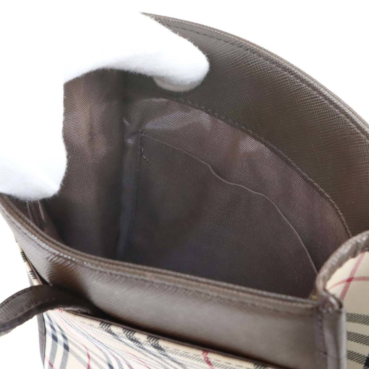 Burberry Beige Brown Canvas Leather Handbag Shoulder Bag (Pre-Owned)