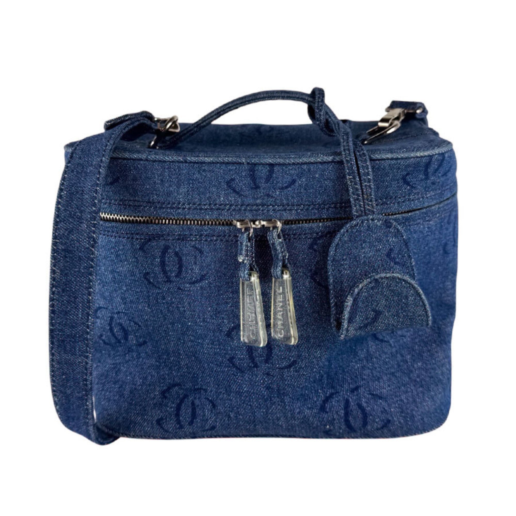 Chanel Blue Denim Shoulder Bag Vanity Bag (Pre-Owned)