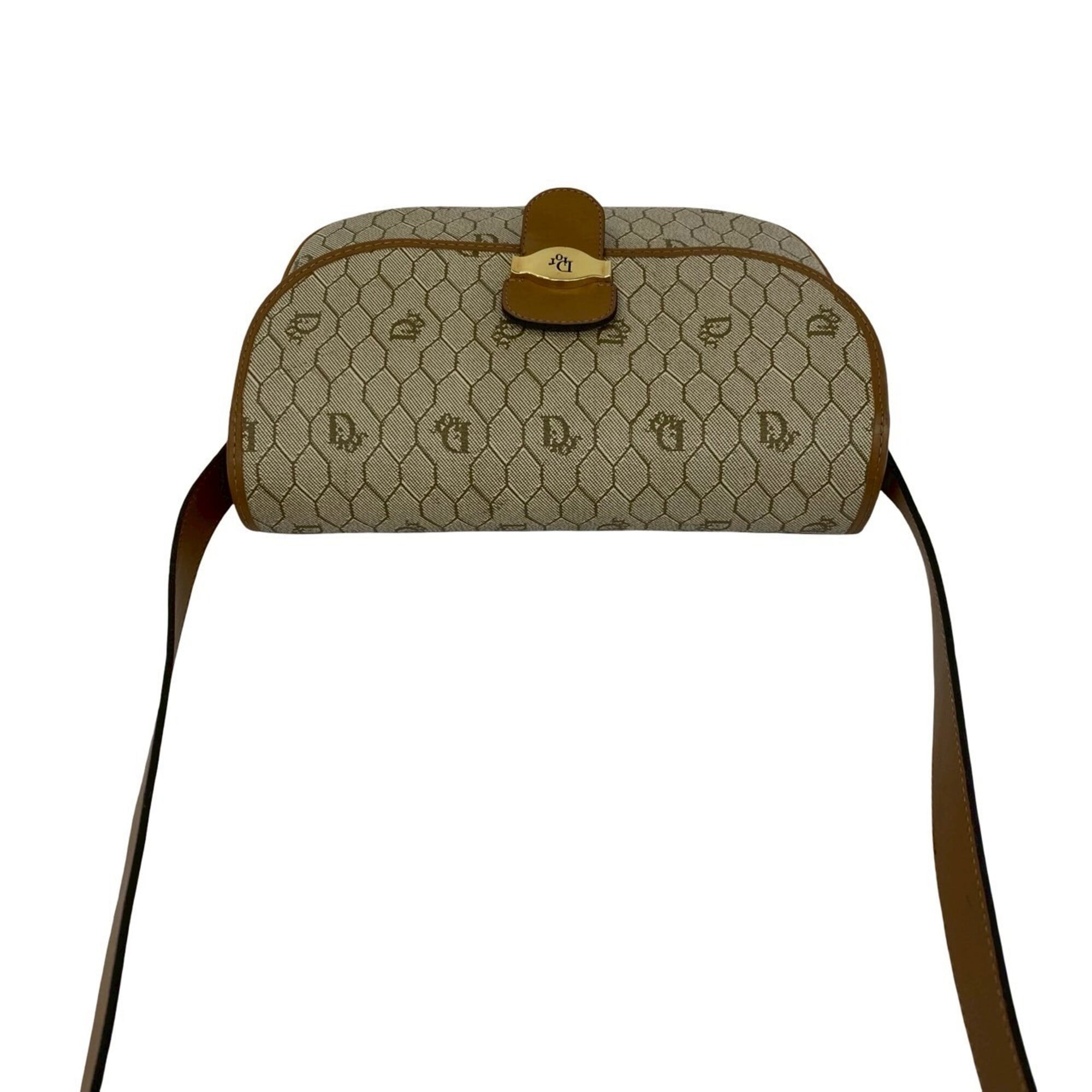 Christian Dior Beige Brown Leather Pvc Pochette Shoulder Bag (Pre-Owned)