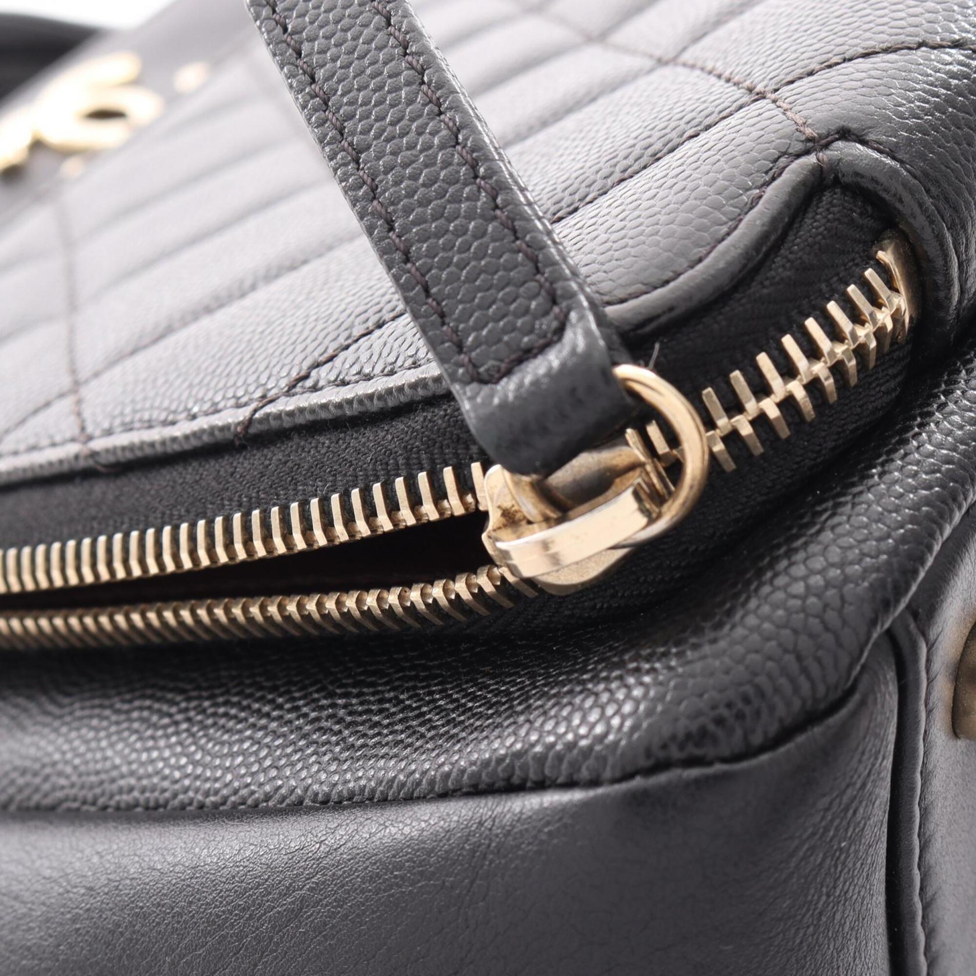Chanel Black Grained Calfskin Leather Handbag Shoulder Bag (Pre-Owned)