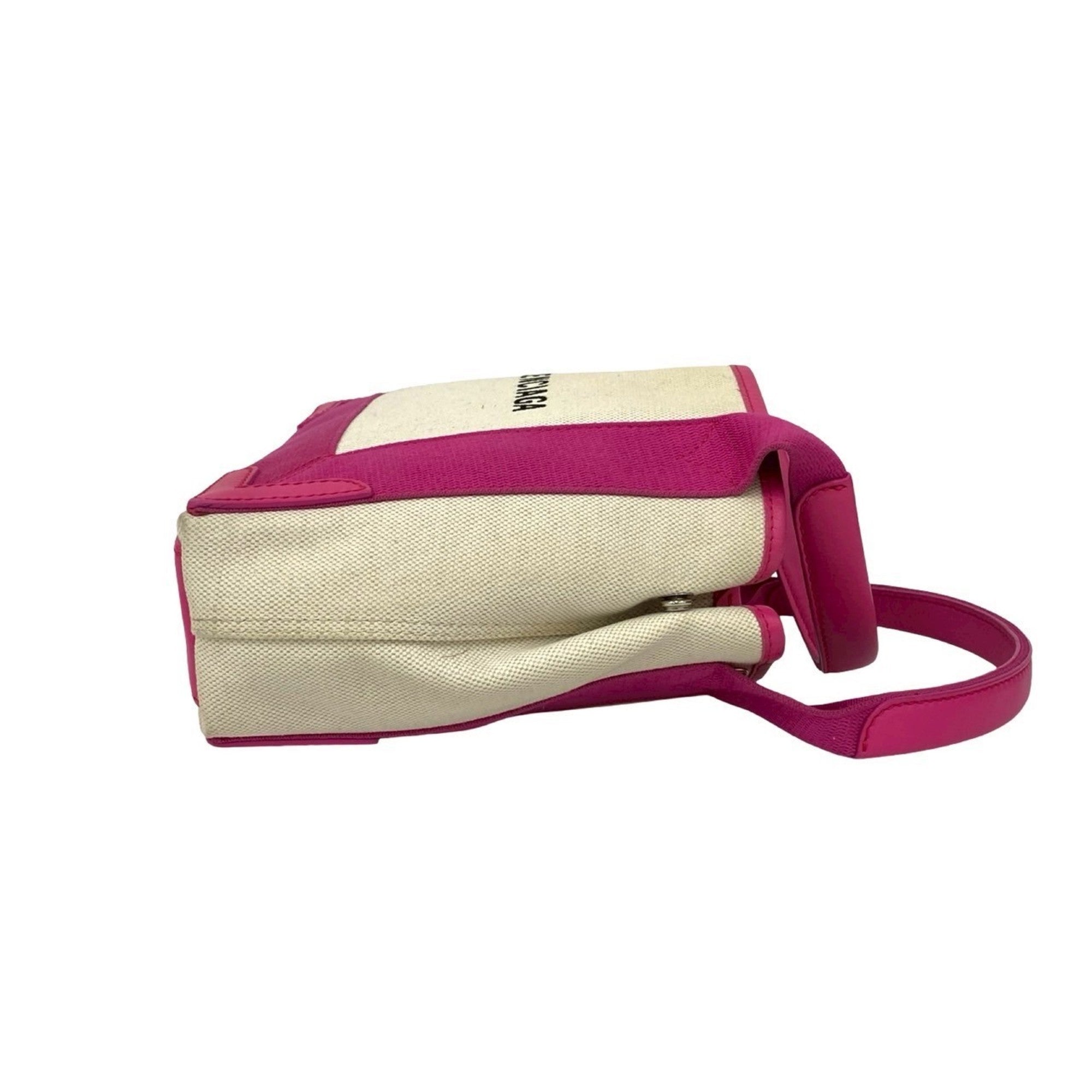 Balenciaga Ivory Pink Canvas Leather Handbag Pouch Shoulder Bag (Pre-Owned)