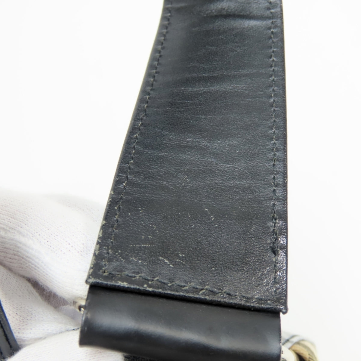 Burberry Beige Black Canvas Leather Shoulder Bag (Pre-Owned)
