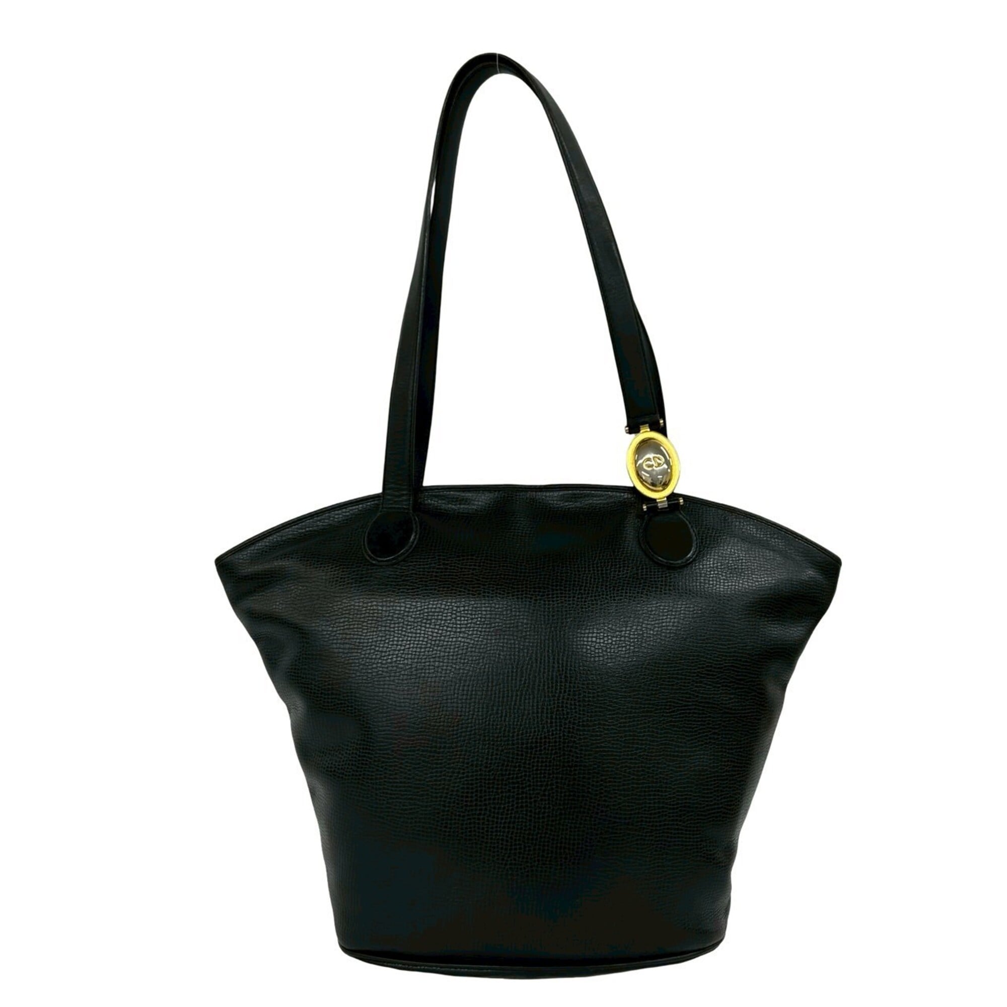 Christian Dior Black Leather Handbag Shoulder Bag Tote Bag (Pre-Owned)