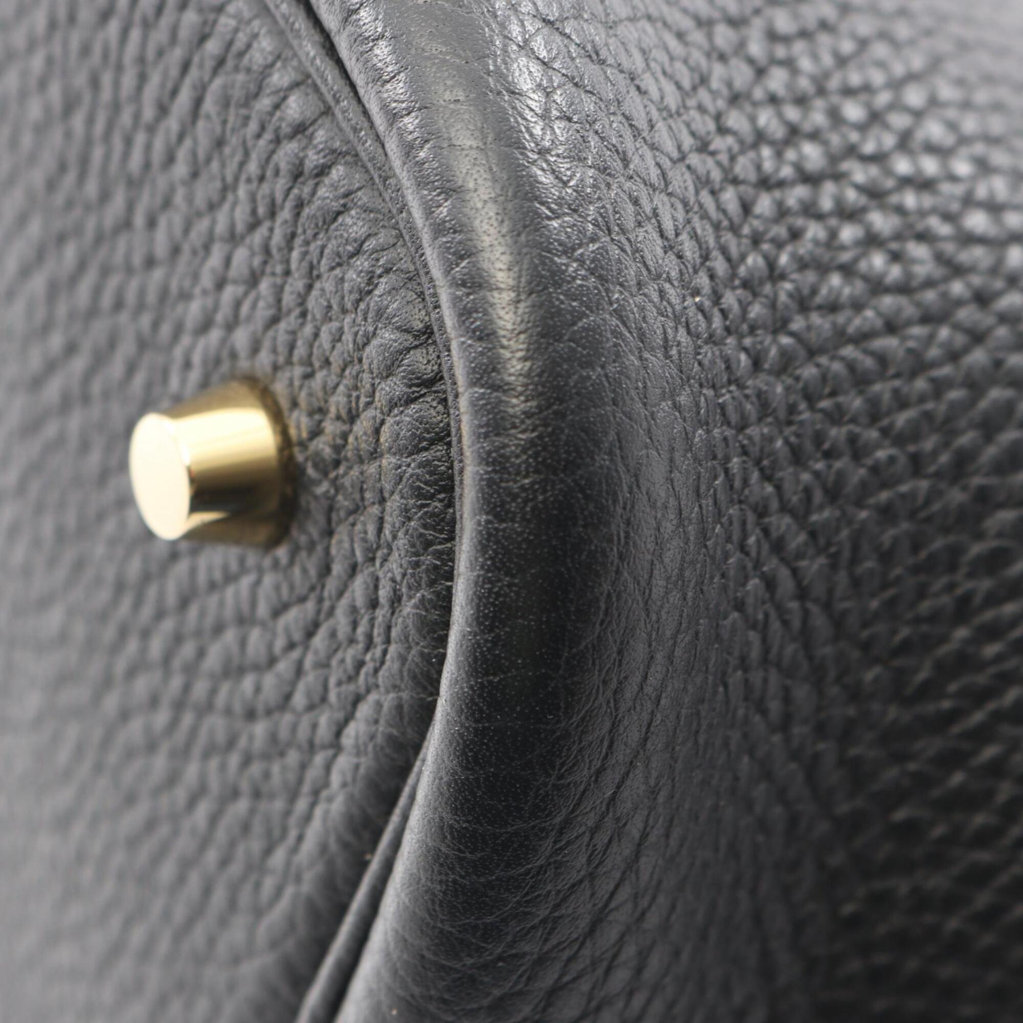 Hermes Black Taurillon Clemence Leather Handbag (Pre-Owned)