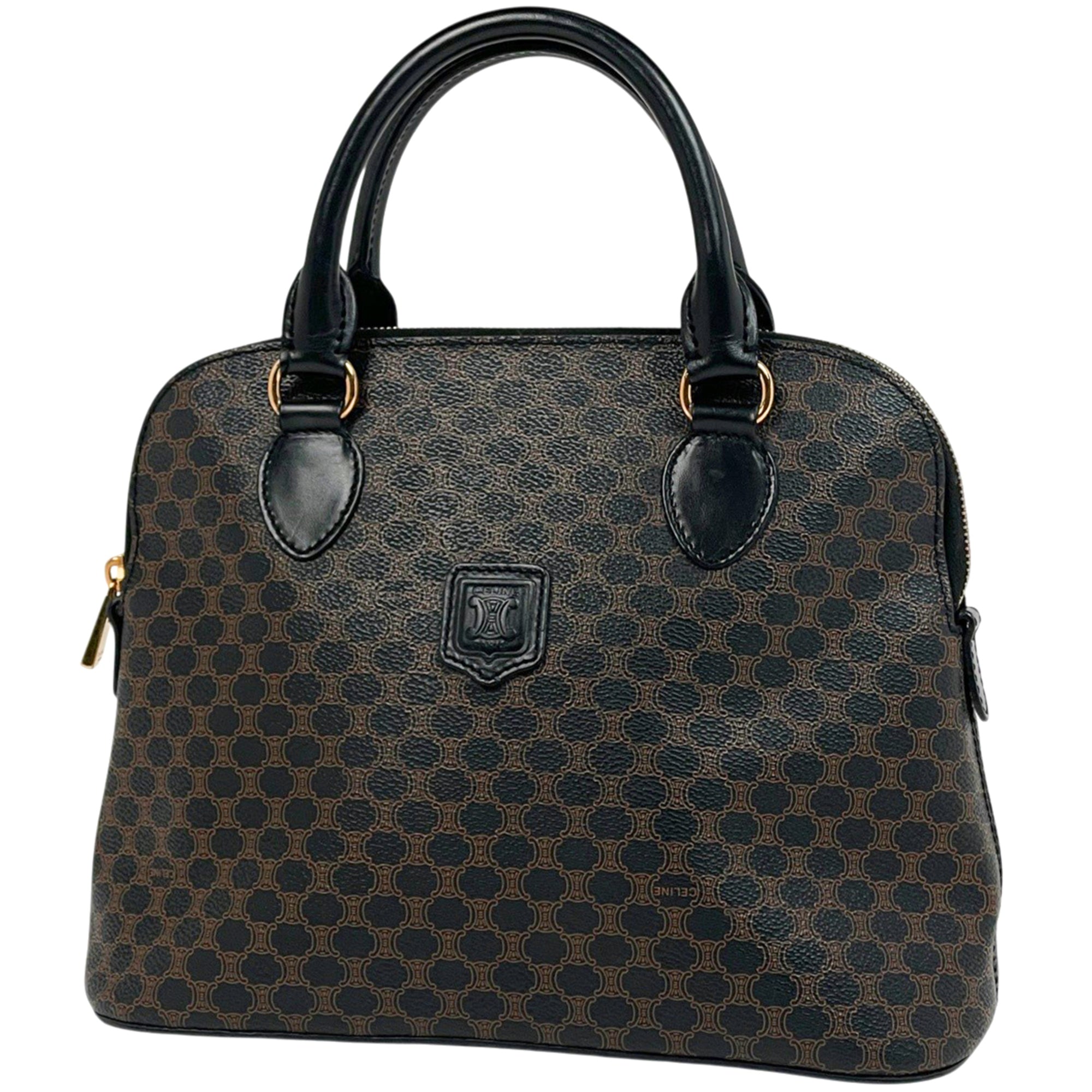 Celine Macadam Black Coated Canvas Leather Handbag (Pre-Owned)