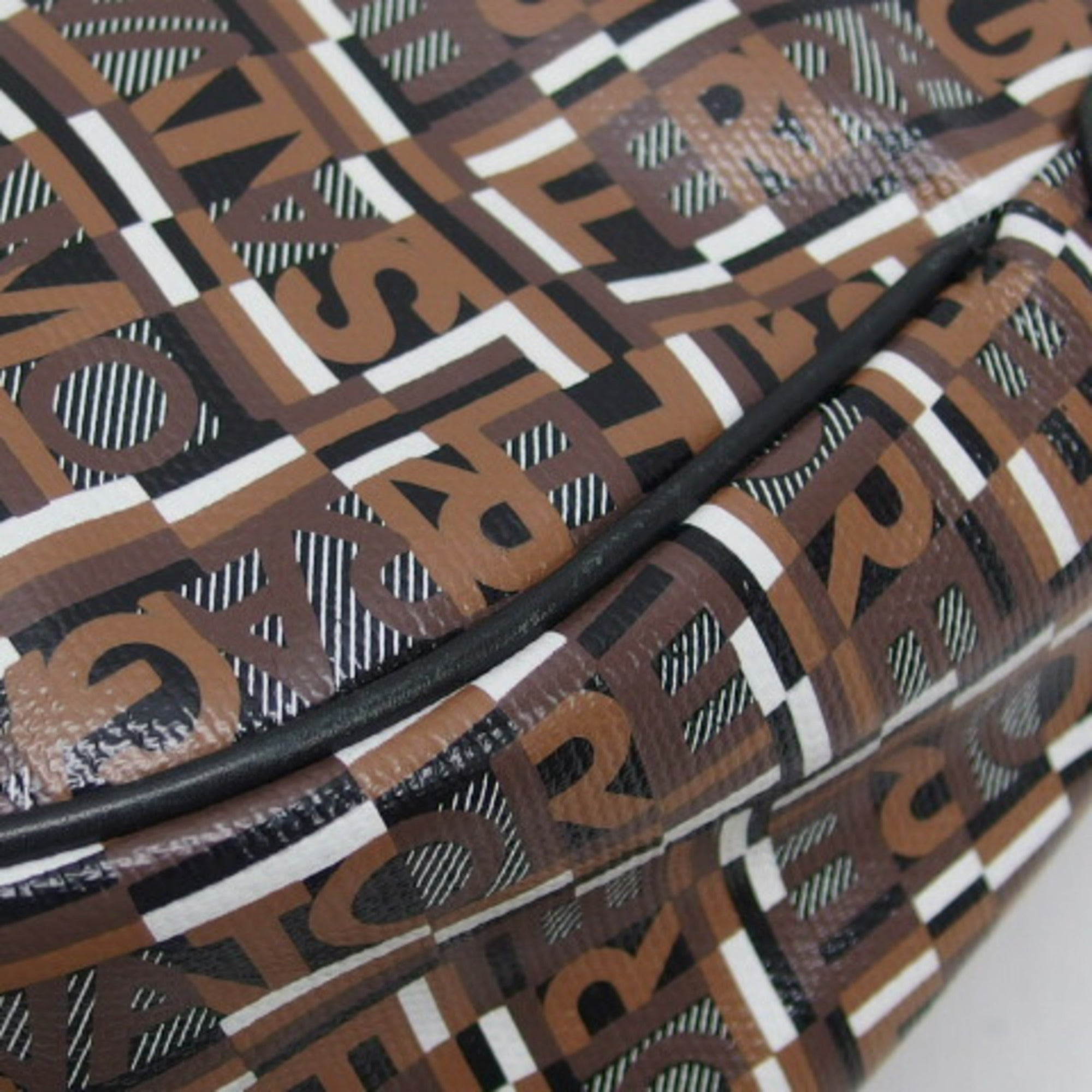 Salvatore Ferragamo Black Dark Brown Multi-Color Coated Canvas Leather Shoulder Bag (Pre-Owned)
