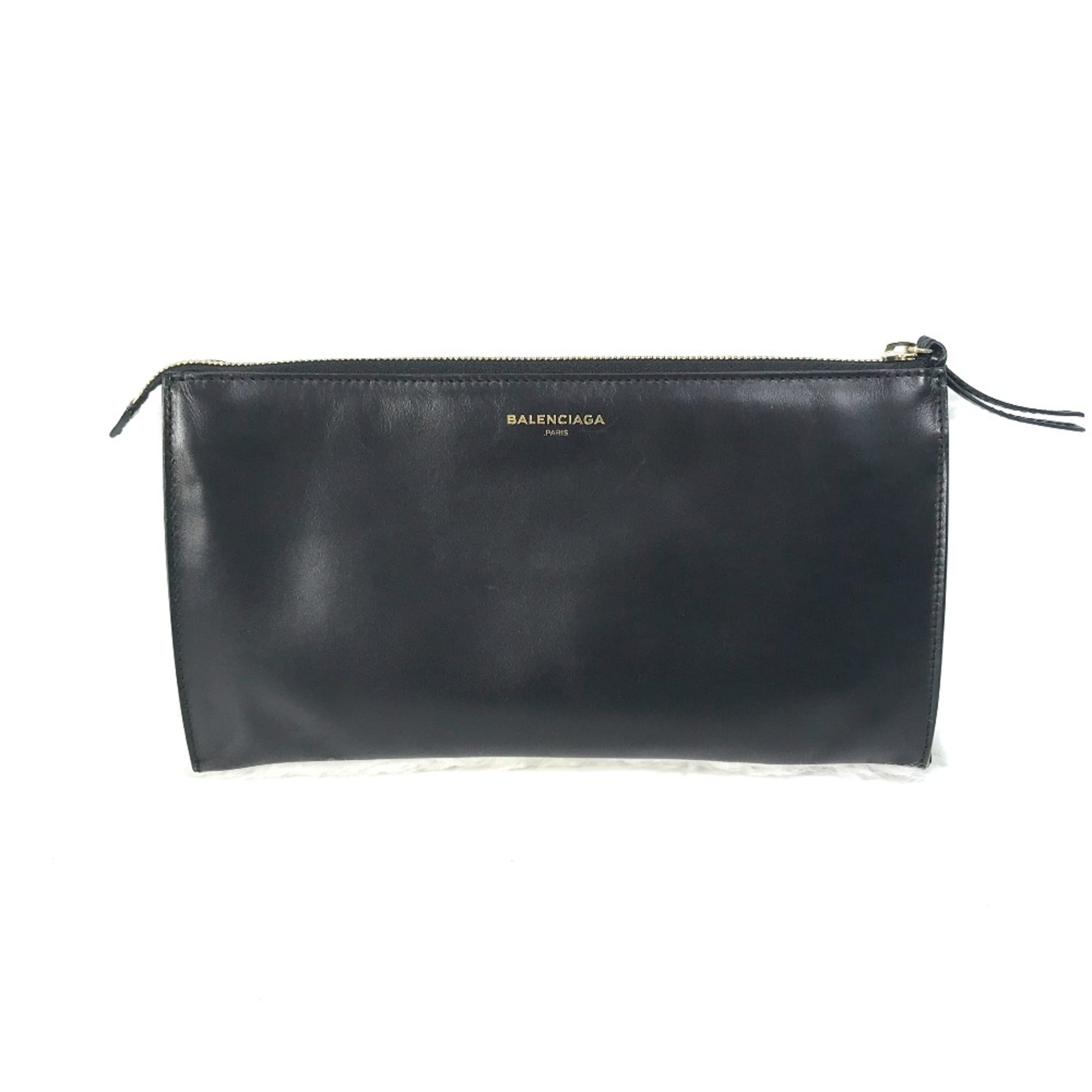 Balenciaga Black Leather Clutch Bag (Pre-Owned)