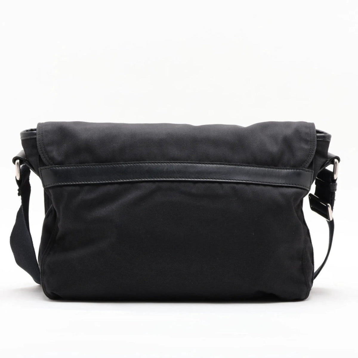 Gucci Black Leather Canvas Messenger Bag Shoulder Bag (Pre-Owned)