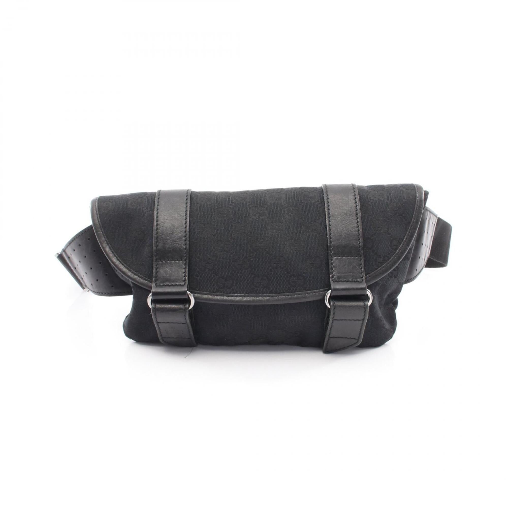 Gucci Black Canvas Leather Fanny Pack Handbag (Pre-Owned)