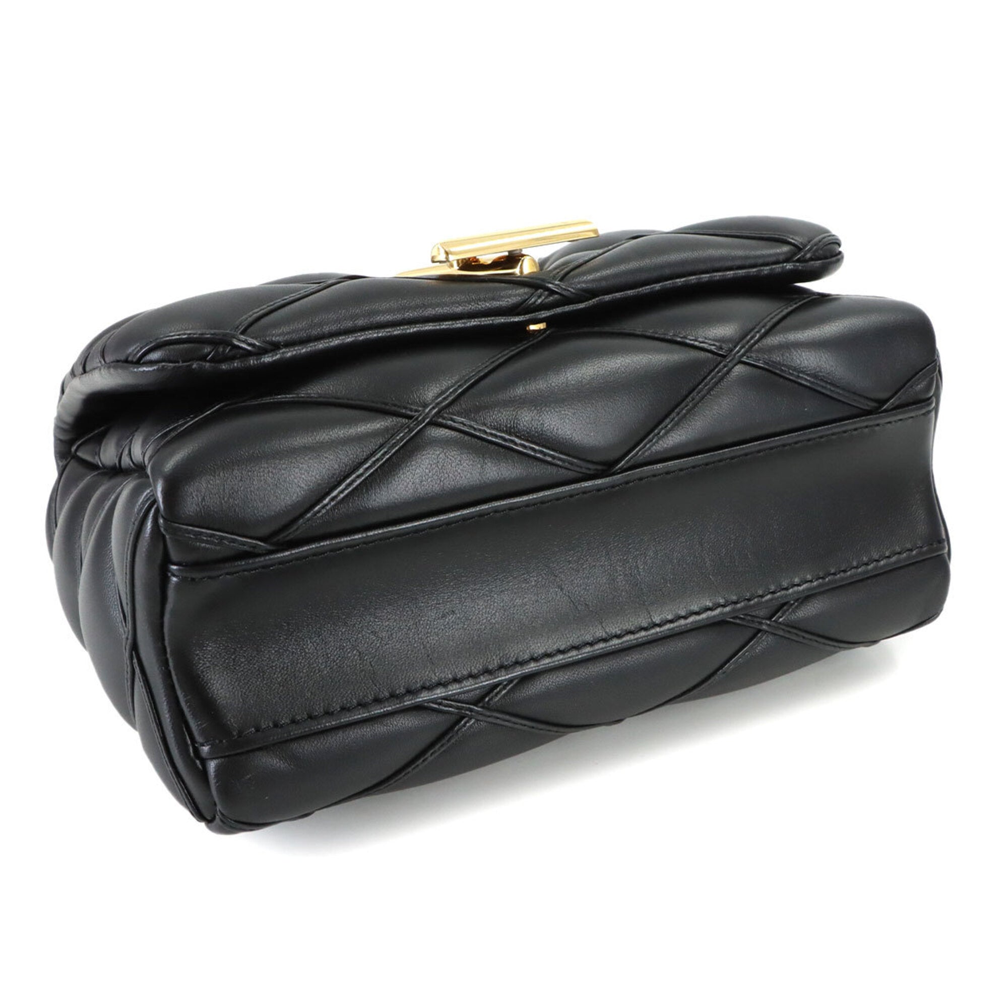 Louis Vuitton Noir Leather Handbag Shoulder Bag (Pre-Owned)
