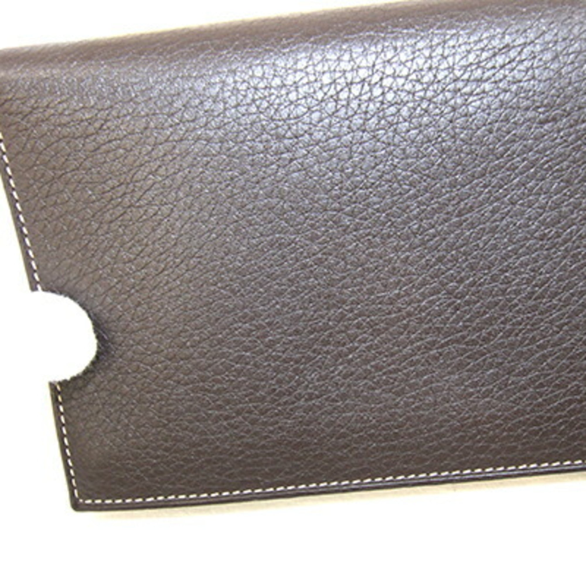 Cartier Dark Brown Leather Long Wallet (Bi-Fold) (Pre-Owned)