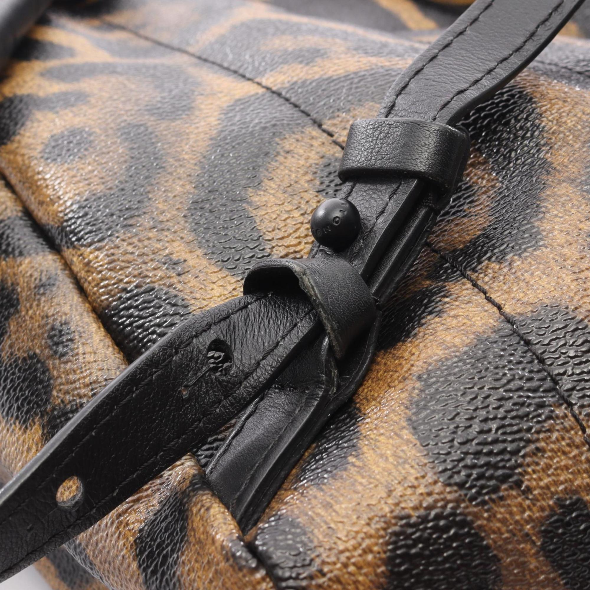 Louis Vuitton Black Brown Coated Canvas Leather Backpack (Pre-Owned)