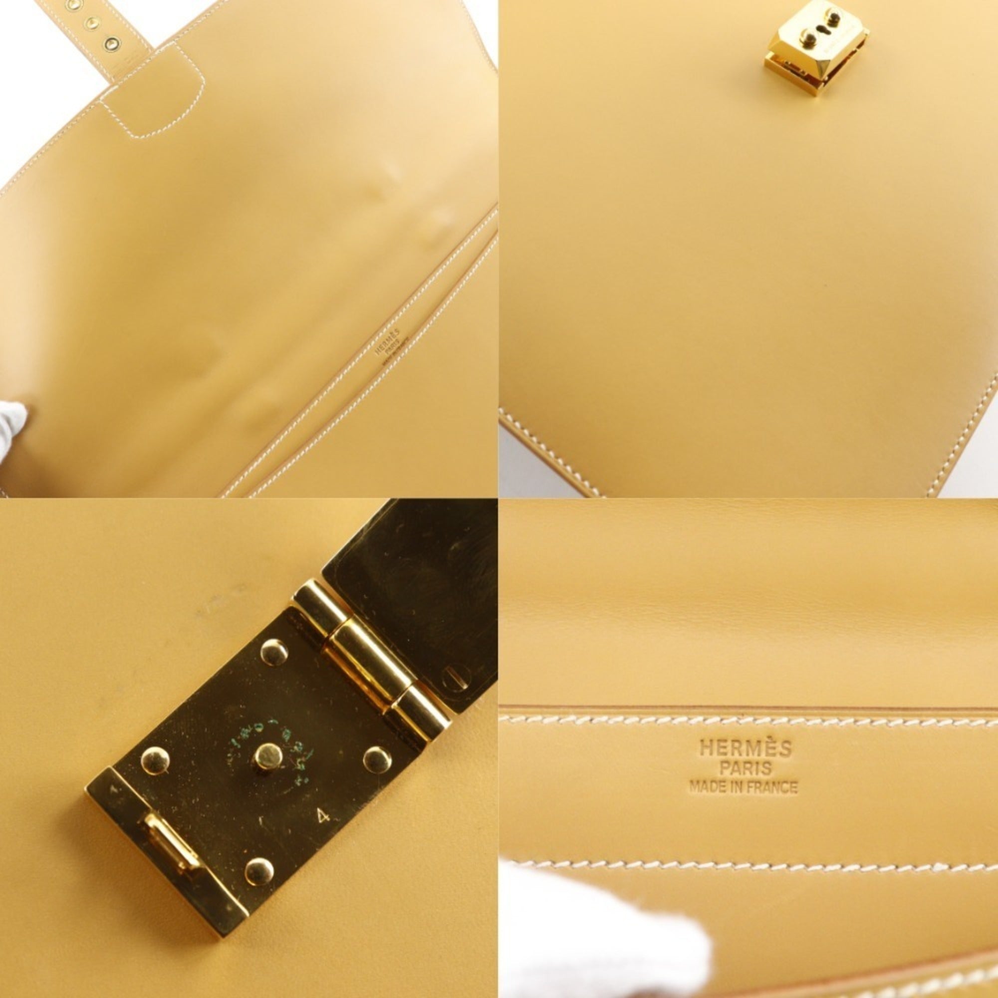 Hermes Sac A Depeche Brown Natural Yellow Box Calf Leather Briefcase (Pre-Owned)