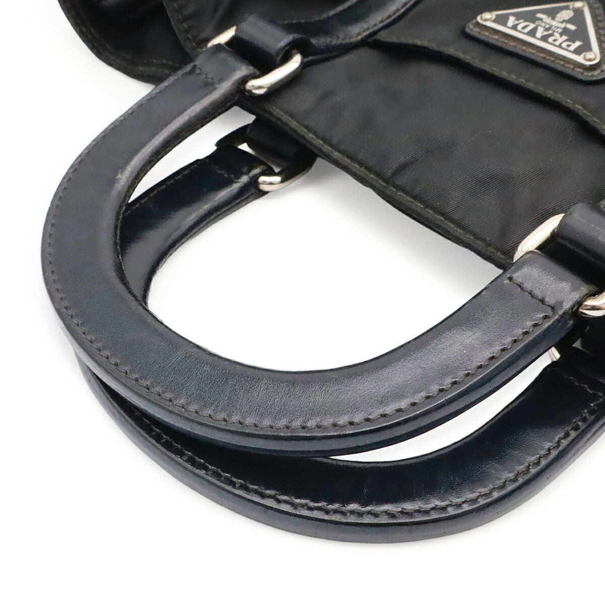 Prada Black Blue Nero Nylon Handbag Shoulder Bag Tote Bag (Pre-Owned)