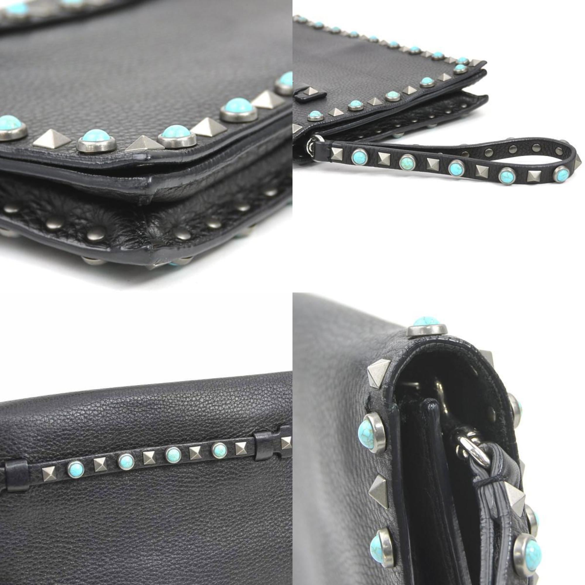 Valentino Garavani Black Leather Clutch Bag (Pre-Owned)