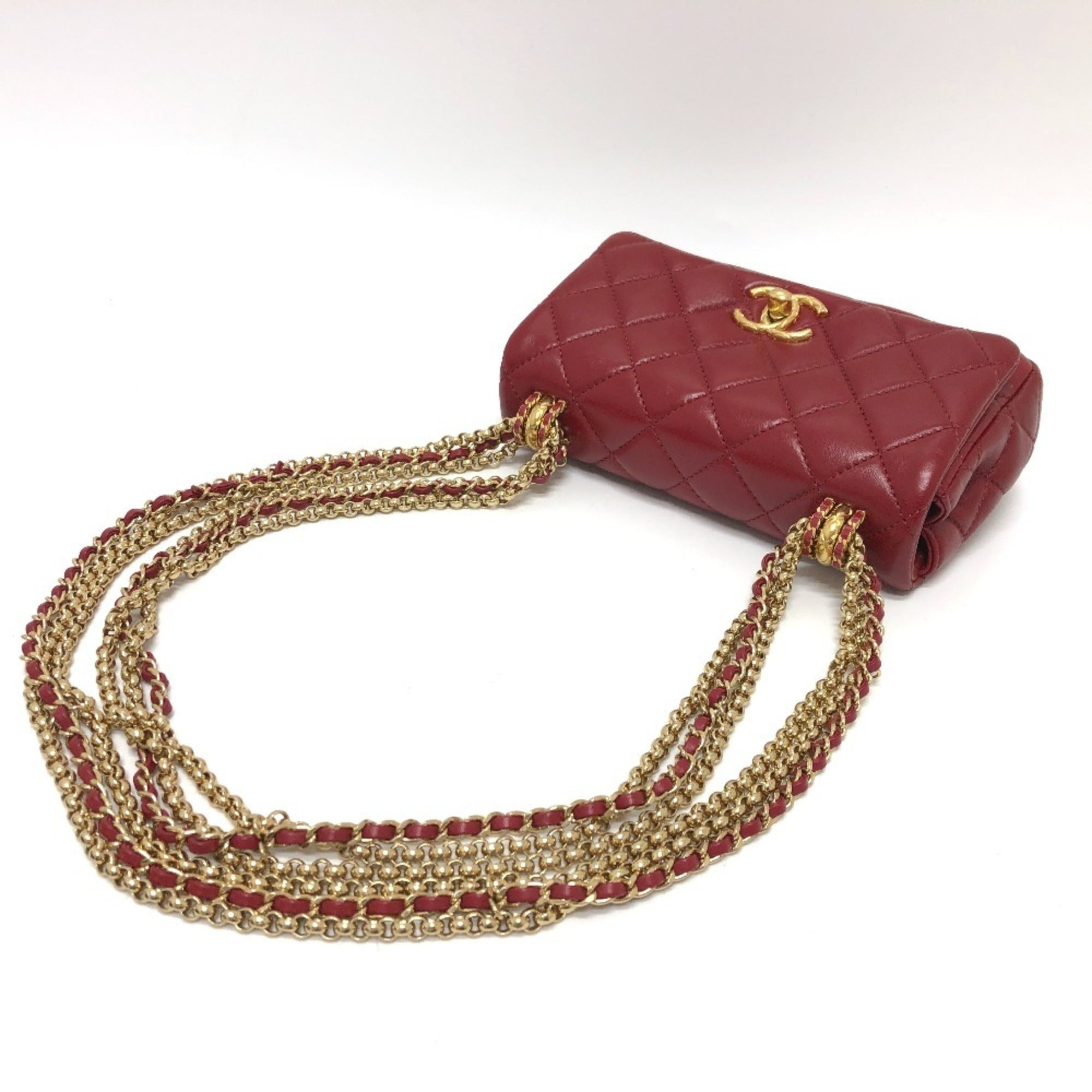 Chanel Red Color Leather Shoulder Bag (Pre-Owned)