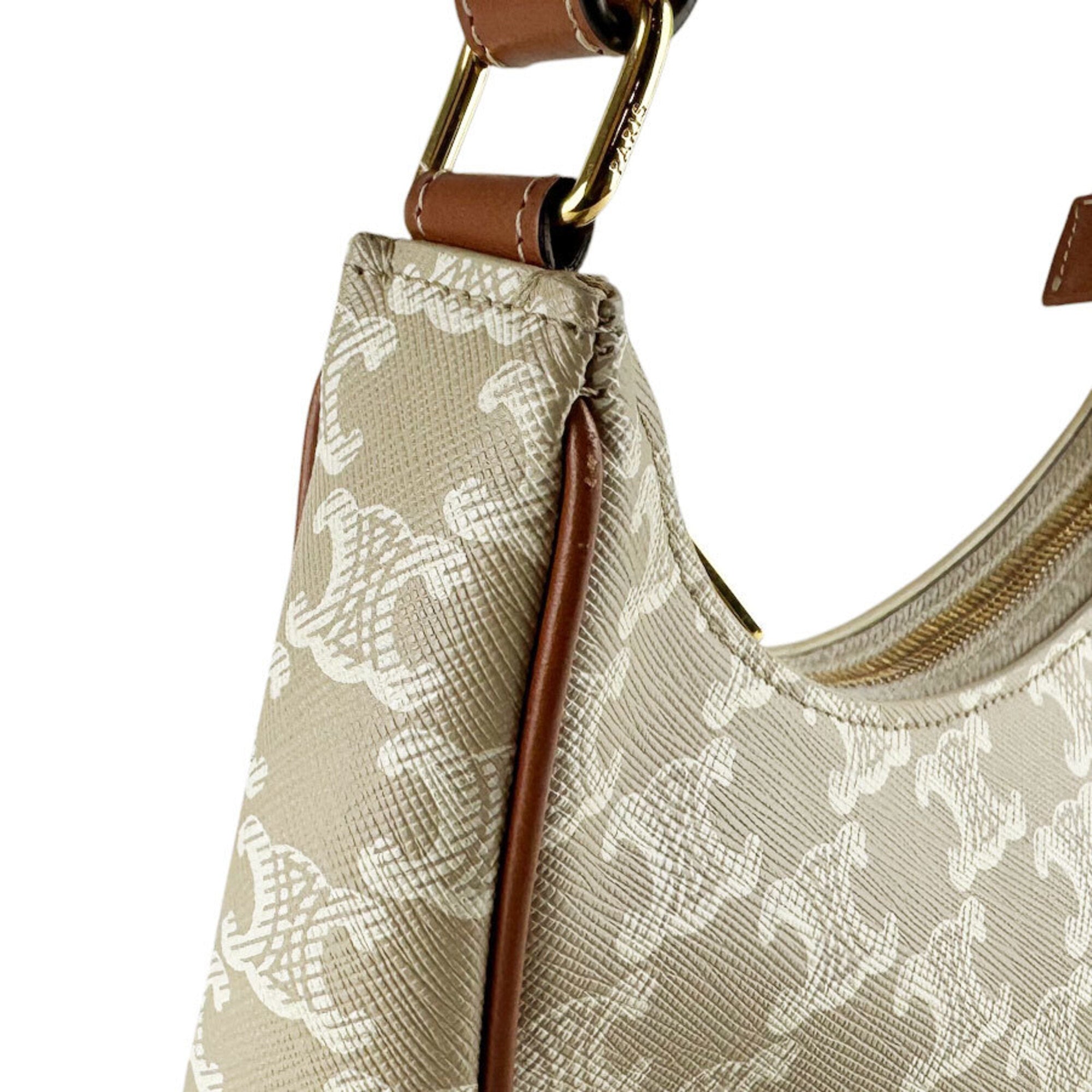 Celine Brown Grayish Coated Canvas Leather Handbag (Pre-Owned)