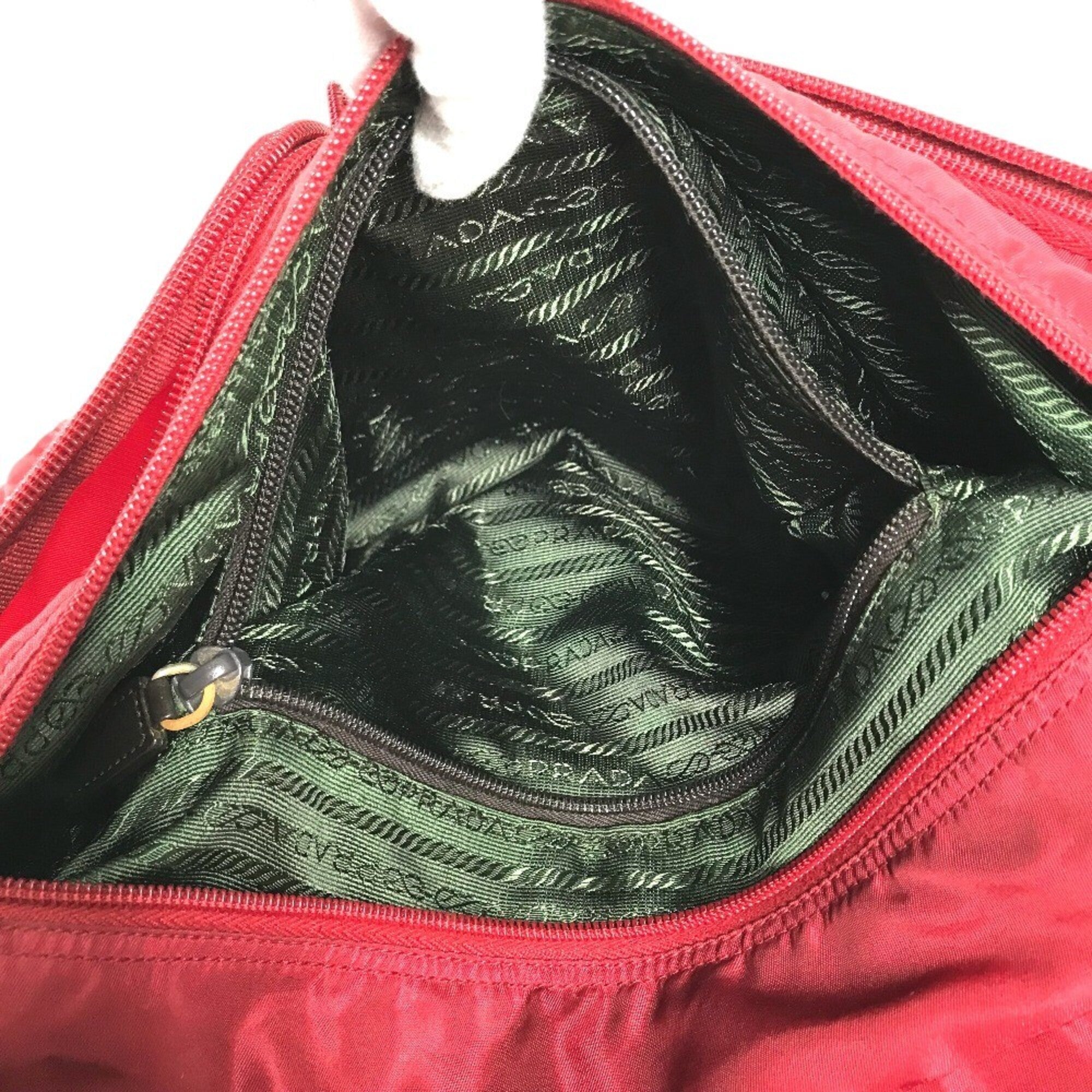 Prada Bordeaux Red Color Nylon Shoulder Bag (Pre-Owned)