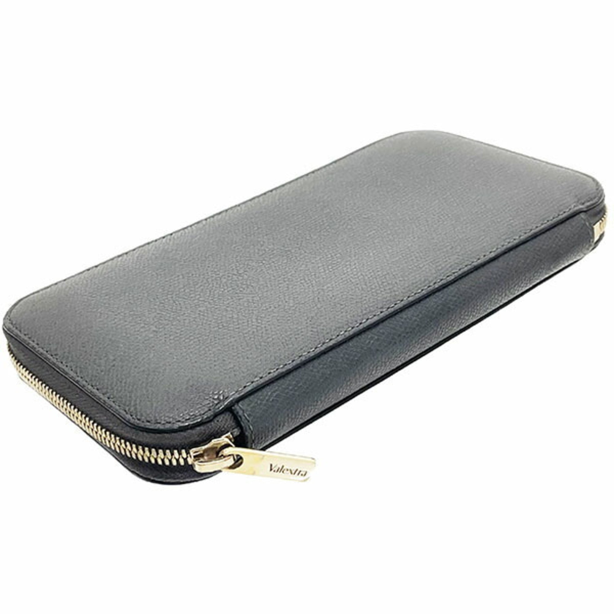 Valextra Charcoal Gray Leather Coin Purse/Coin Case (Pre-Owned)